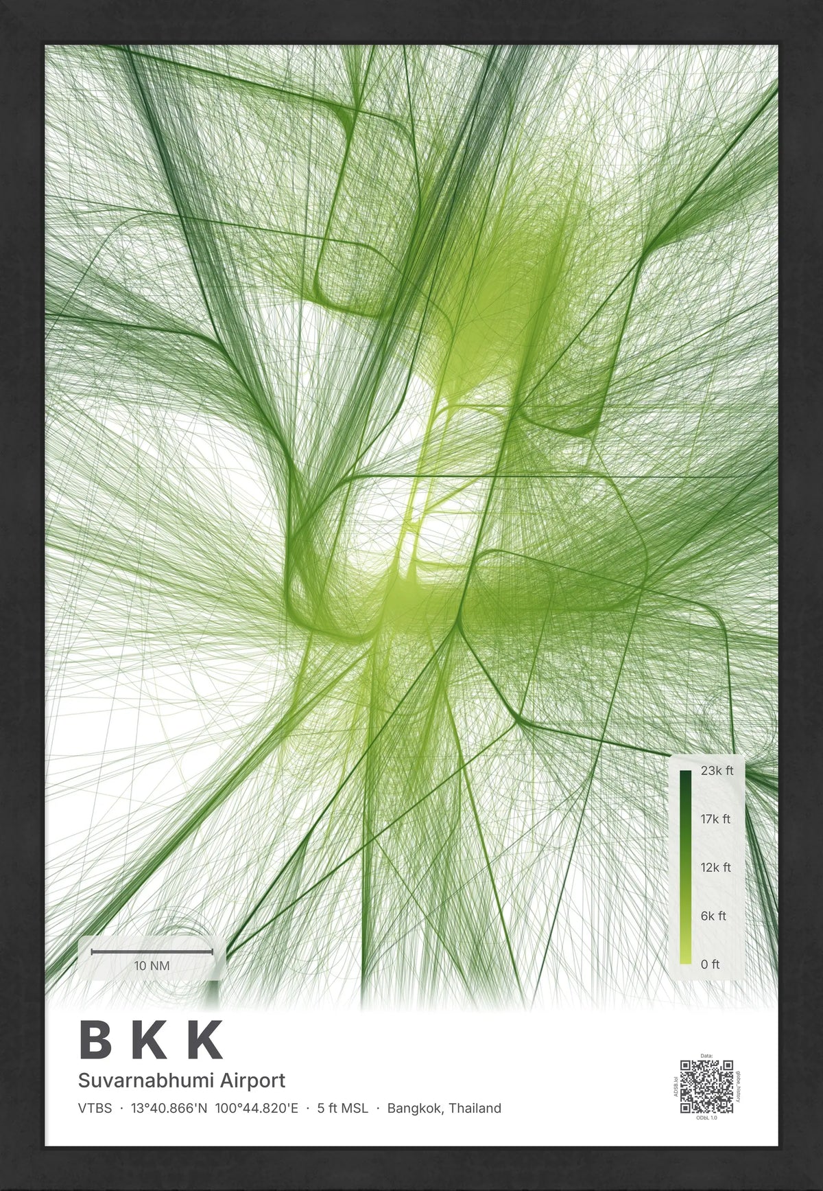BKK flight path map — Citrus theme · Light [material:framed_black]