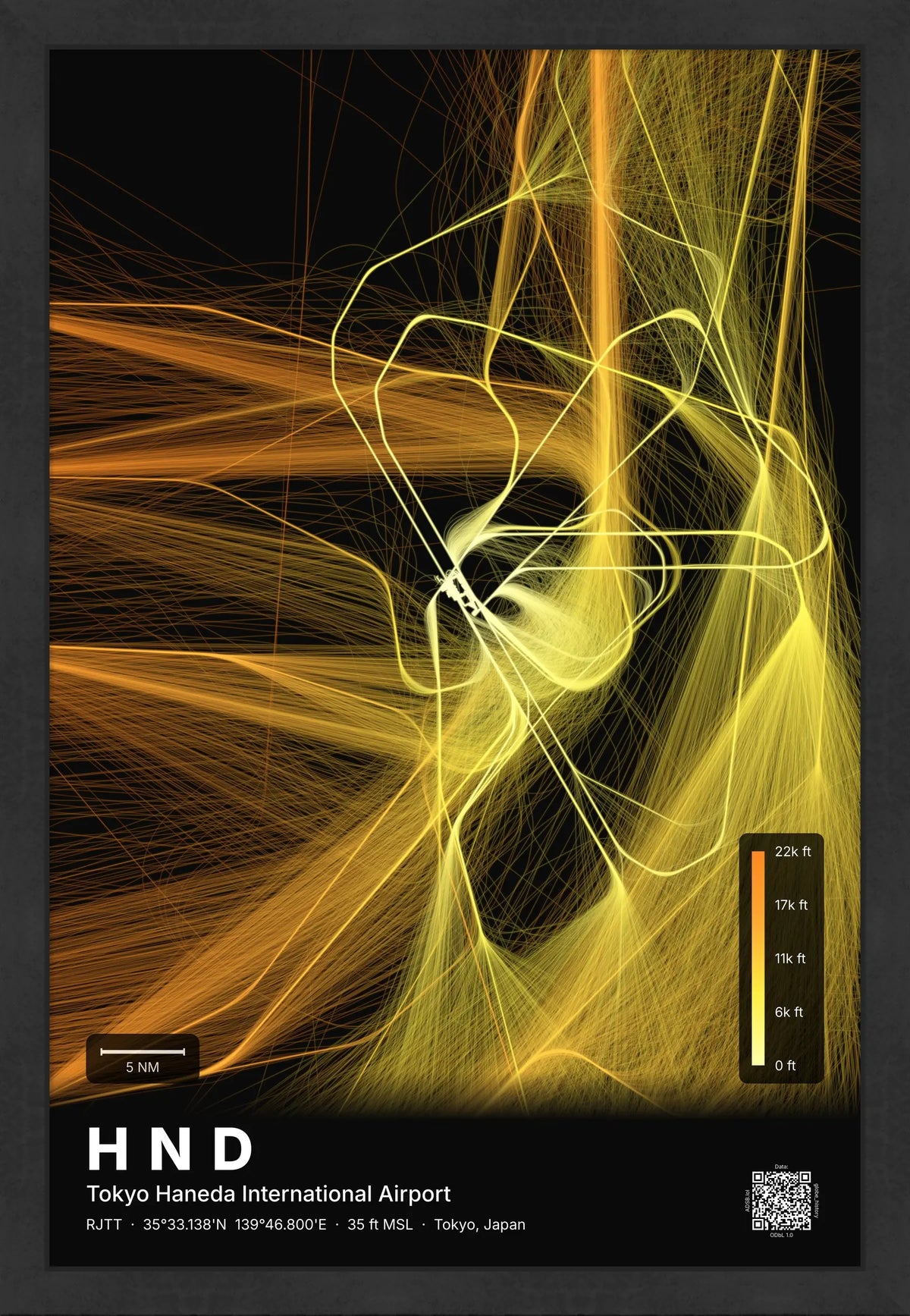 HND flight path map — Solana theme · Dark [material:framed_black]
