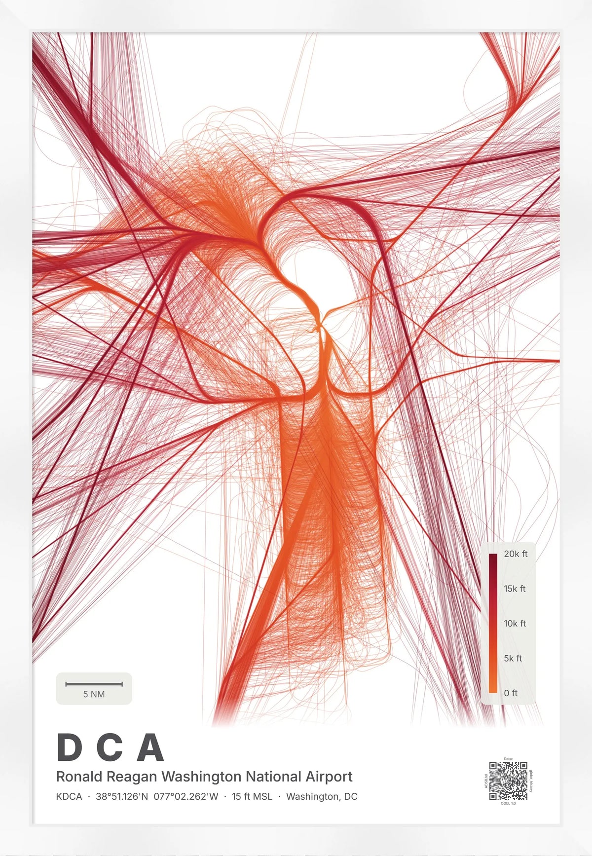 DCA flight path print — Inferno theme · Light [material:framed_white]