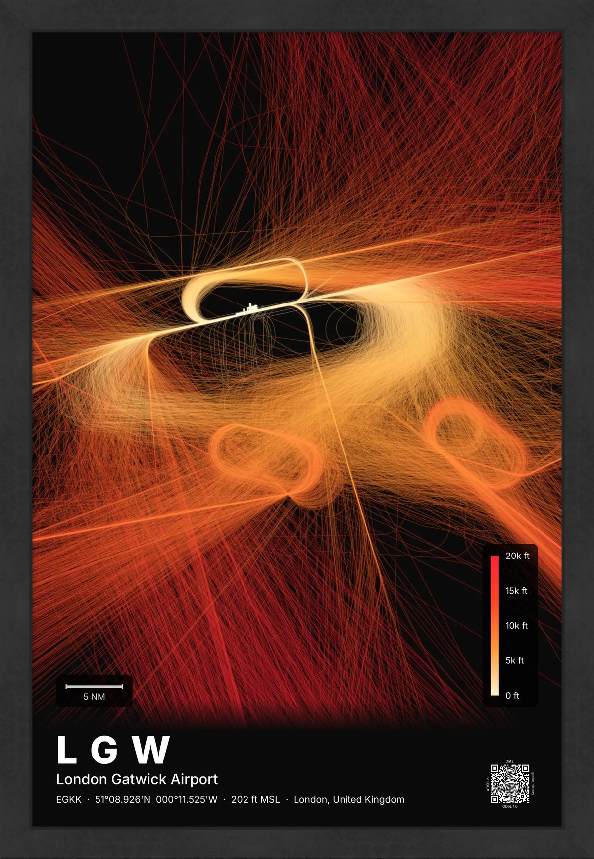 LGW flight path map — Inferno theme · Dark [material:framed_black]