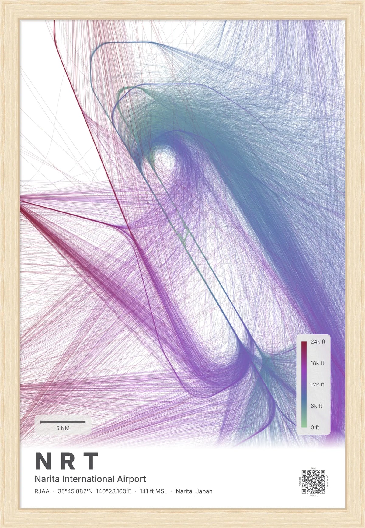 NRT flight path map — Prism theme · Light [material:framed_natural]