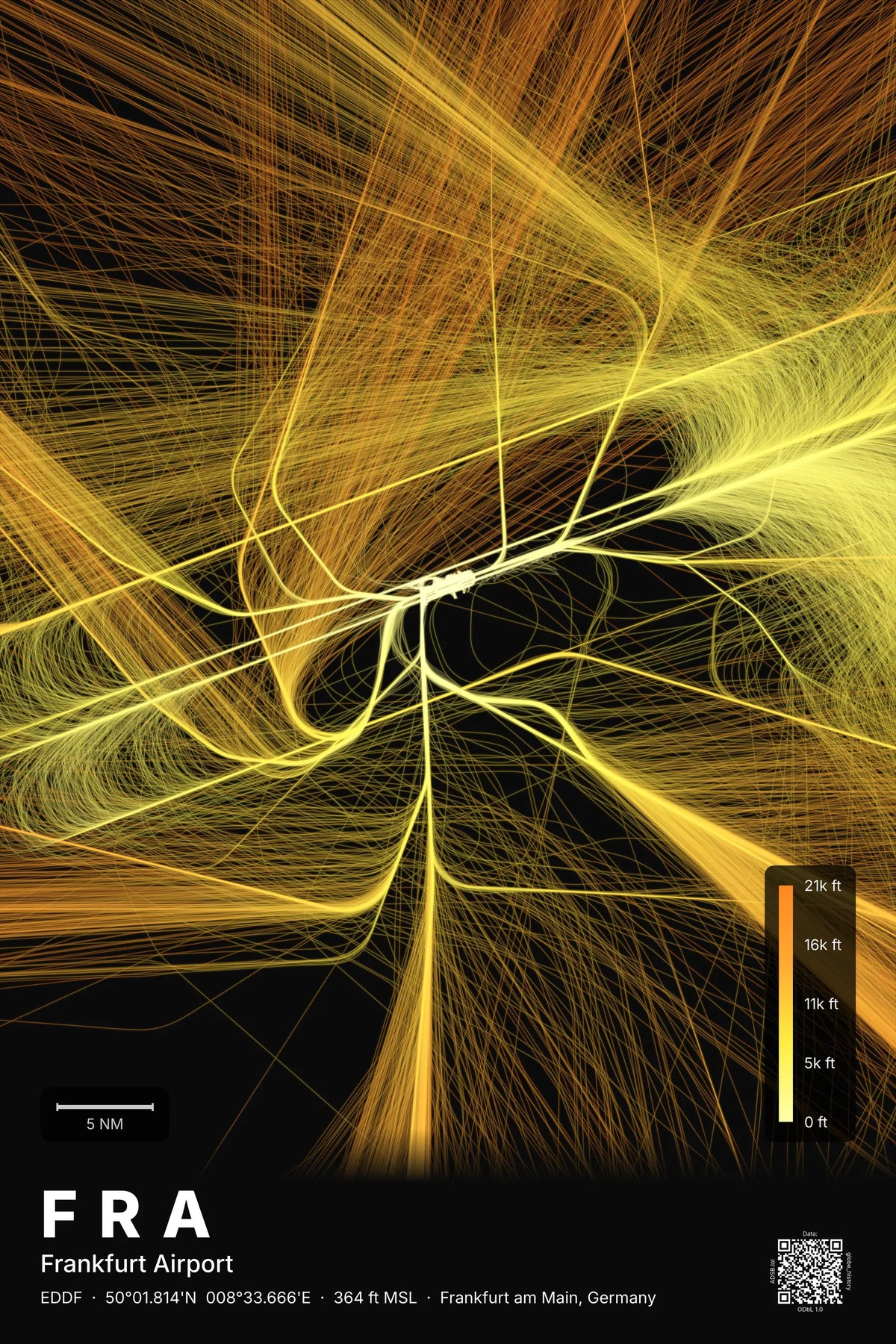 FRA flight path map — Solana theme · Dark