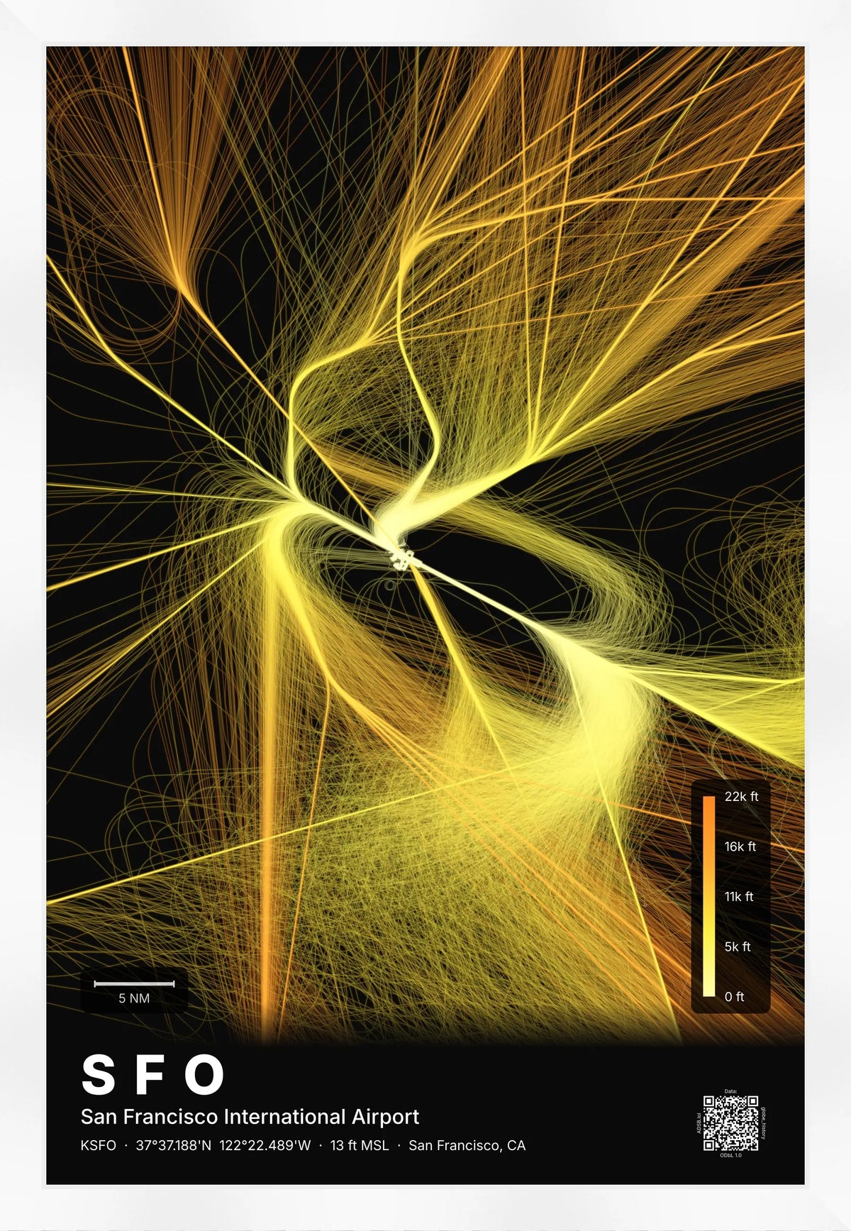 SFO flight path map — Solana theme · Dark [material:framed_white]