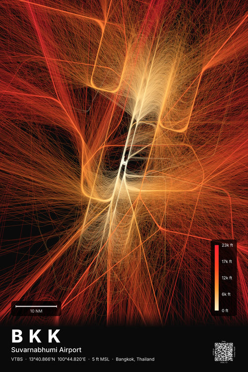 BKK flight path map — Inferno theme · Dark