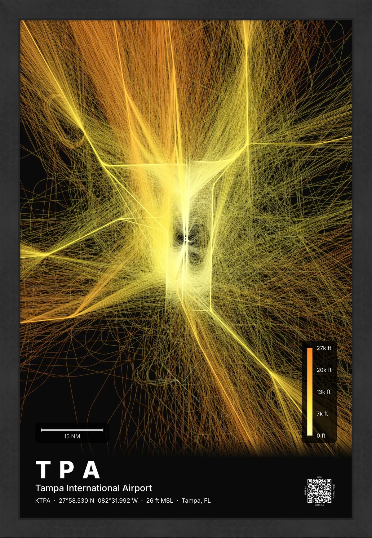 TPA flight path print — Solana theme · Dark [material:framed_black]