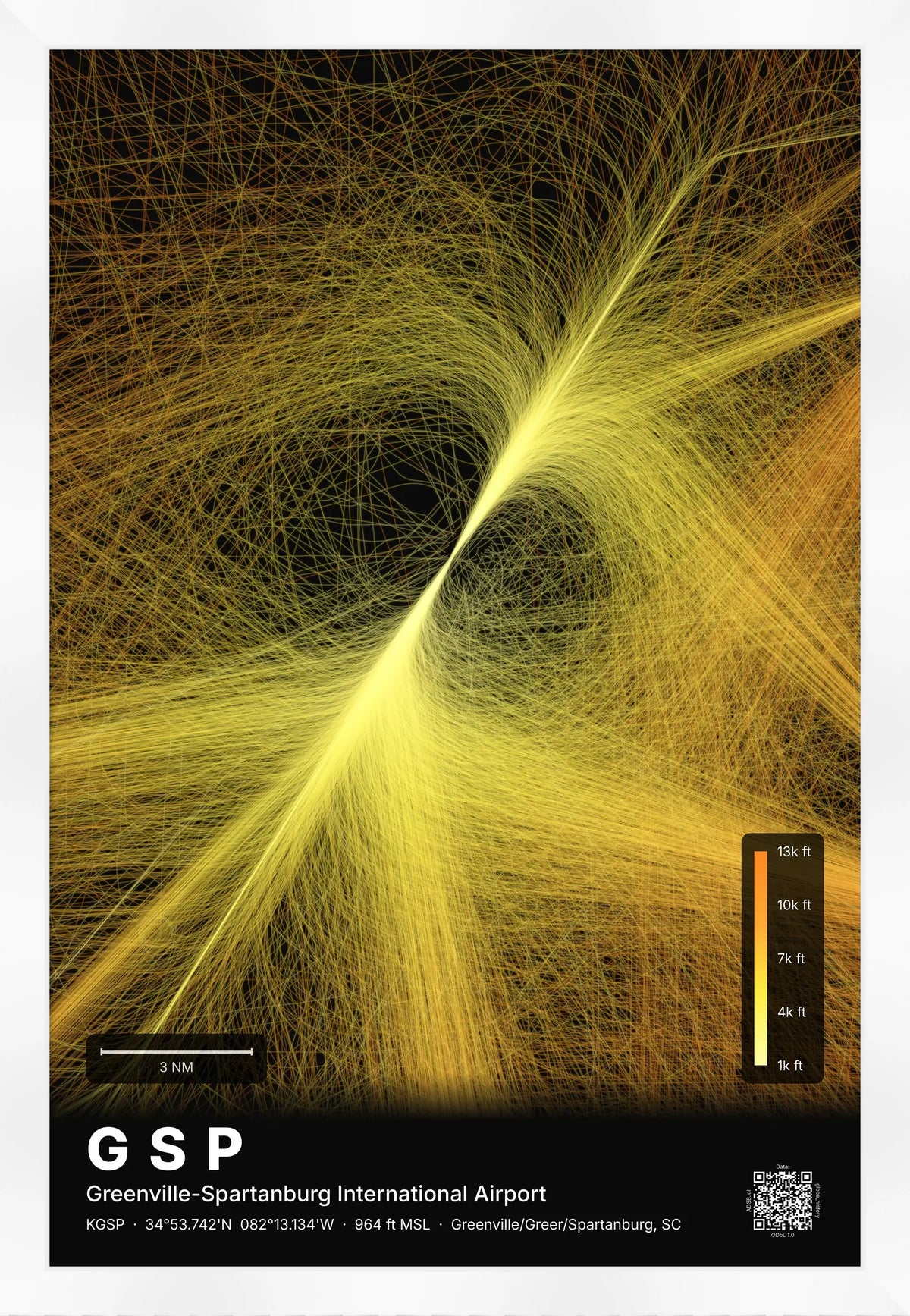 GSP flight path print — Solana theme · Dark [material:framed_white]