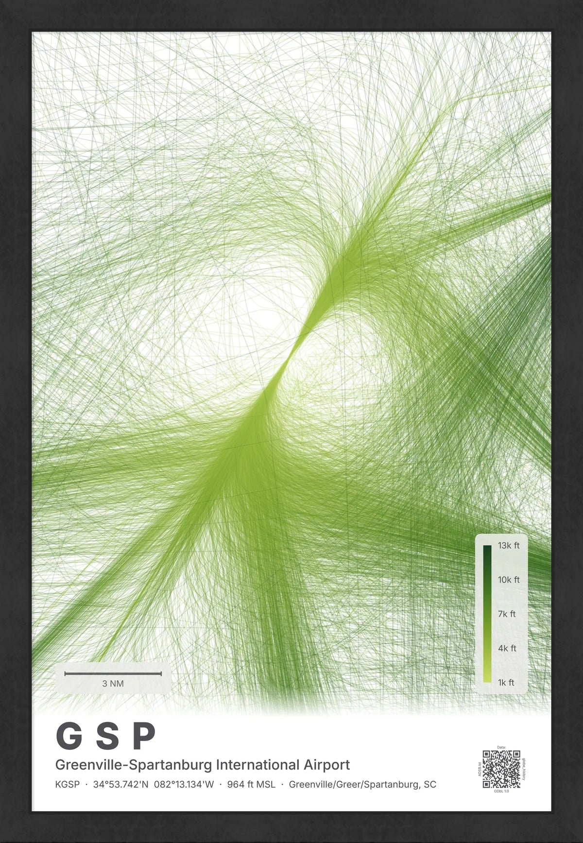 GSP flight path print — Citrus theme · Light [material:framed_black]