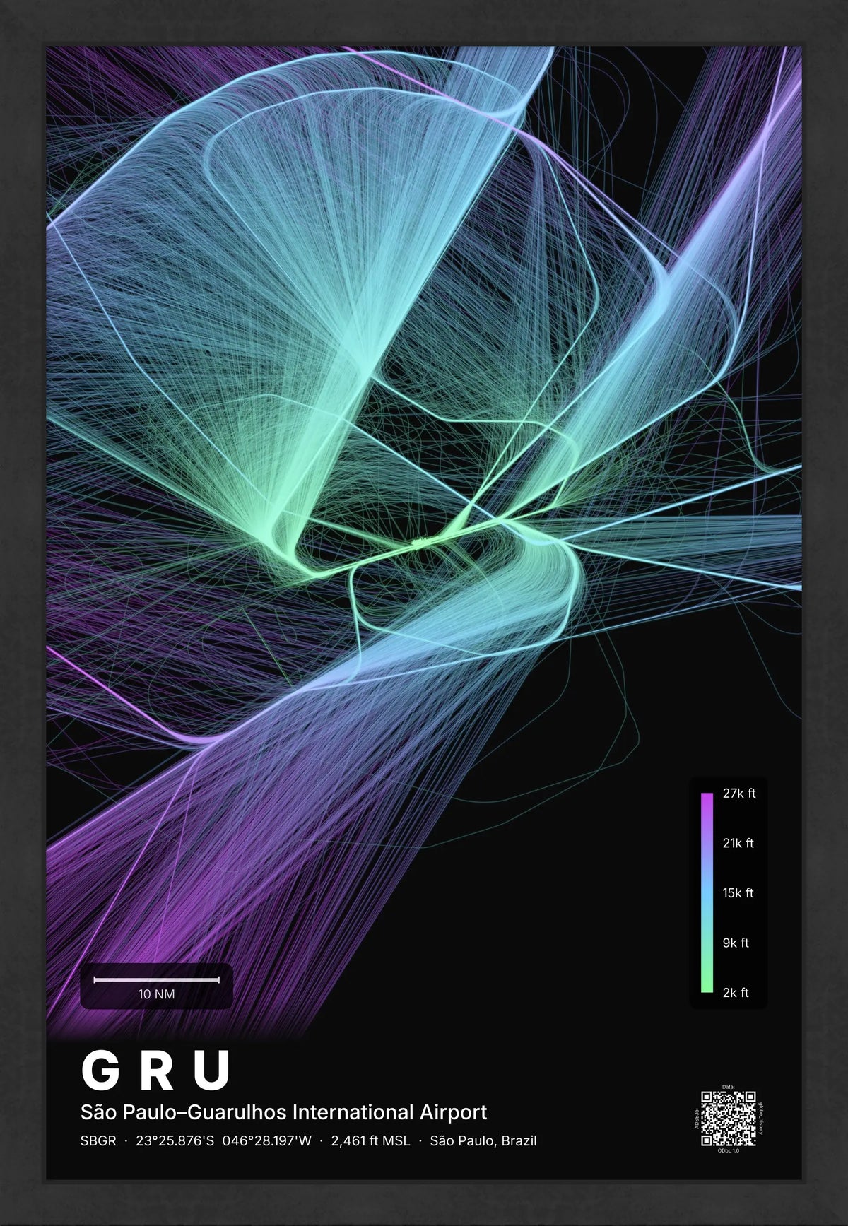 GRU flight path map — Prism theme · Dark [material:framed_black]