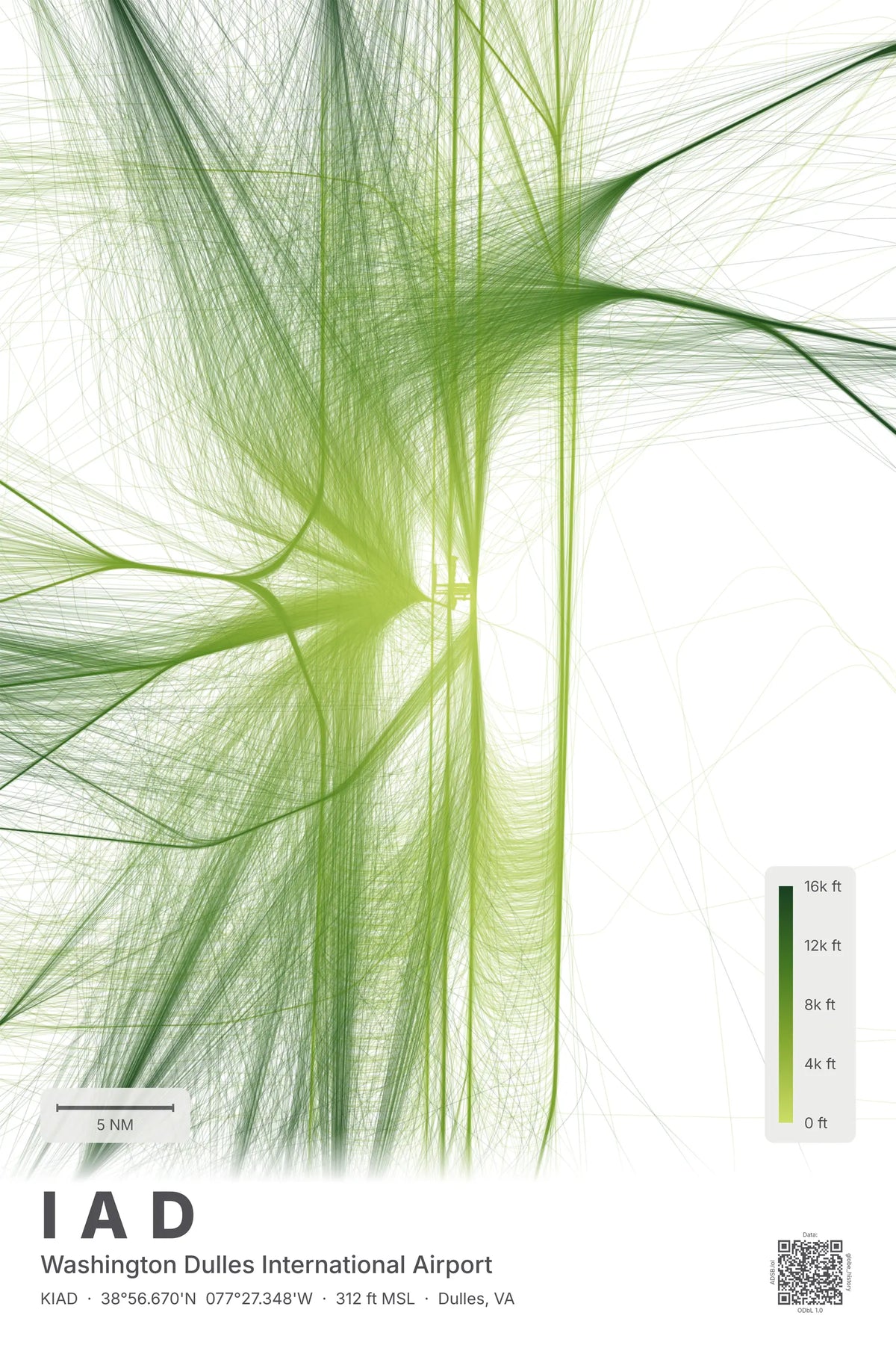 IAD flight path print — Citrus theme · Light