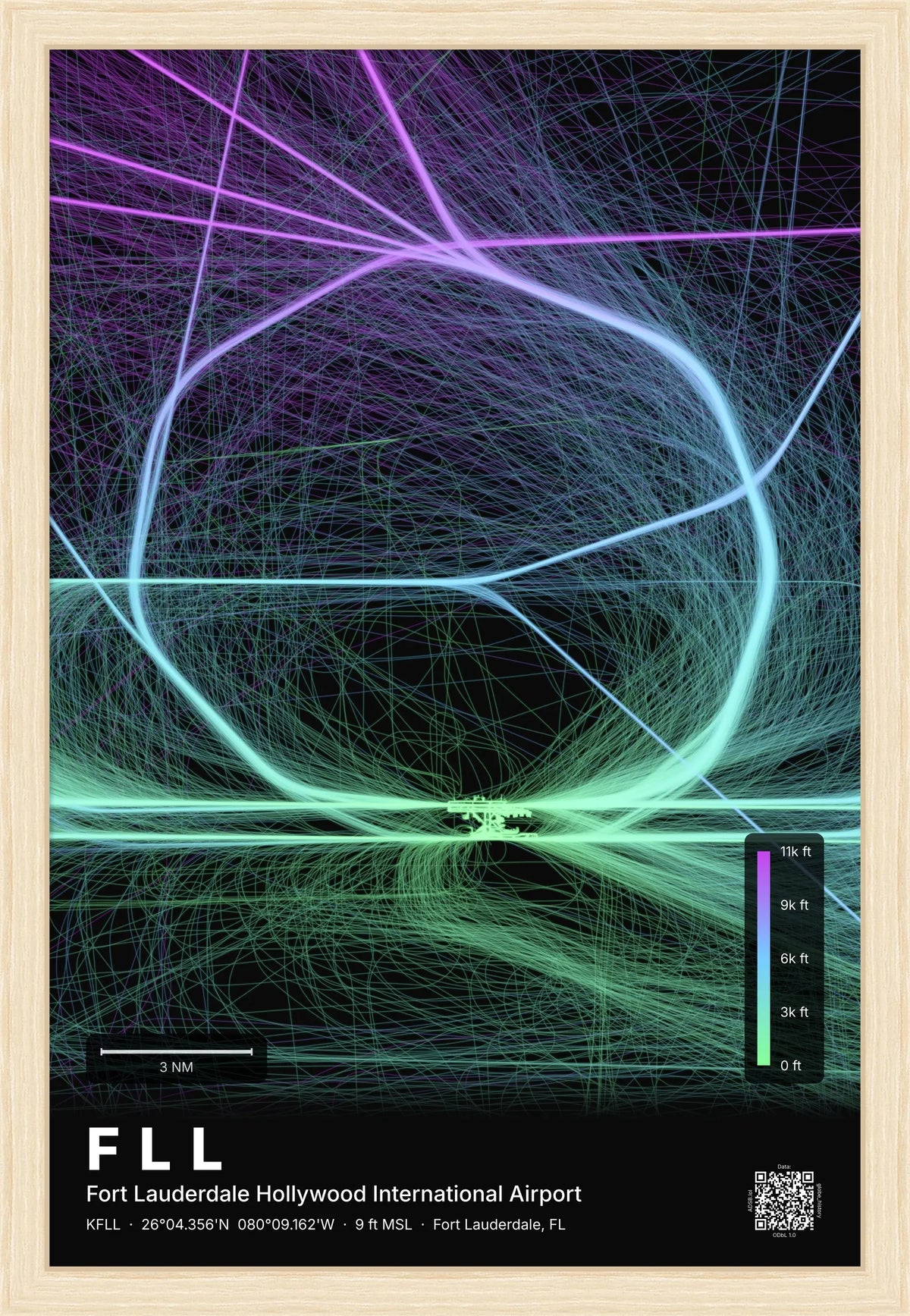 FLL flight path map — Prism theme · Dark [material:framed_natural]