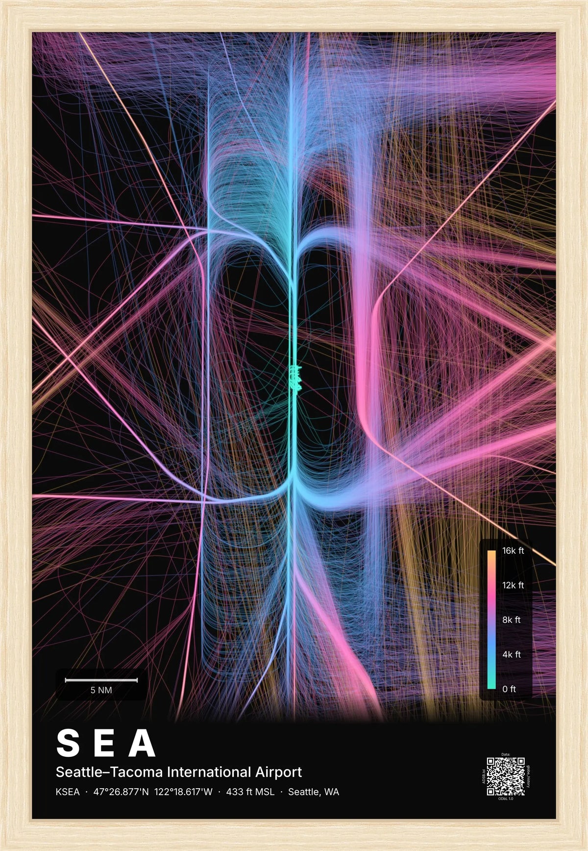 SEA flight path map — Aurora theme · Dark [material:framed_natural]