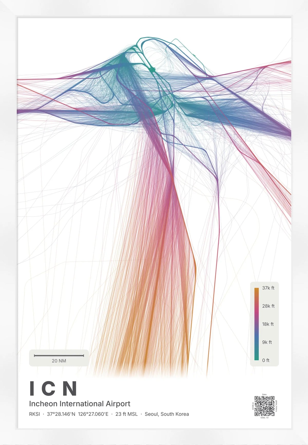 ICN flight path map — Aurora theme · Light [material:framed_white]