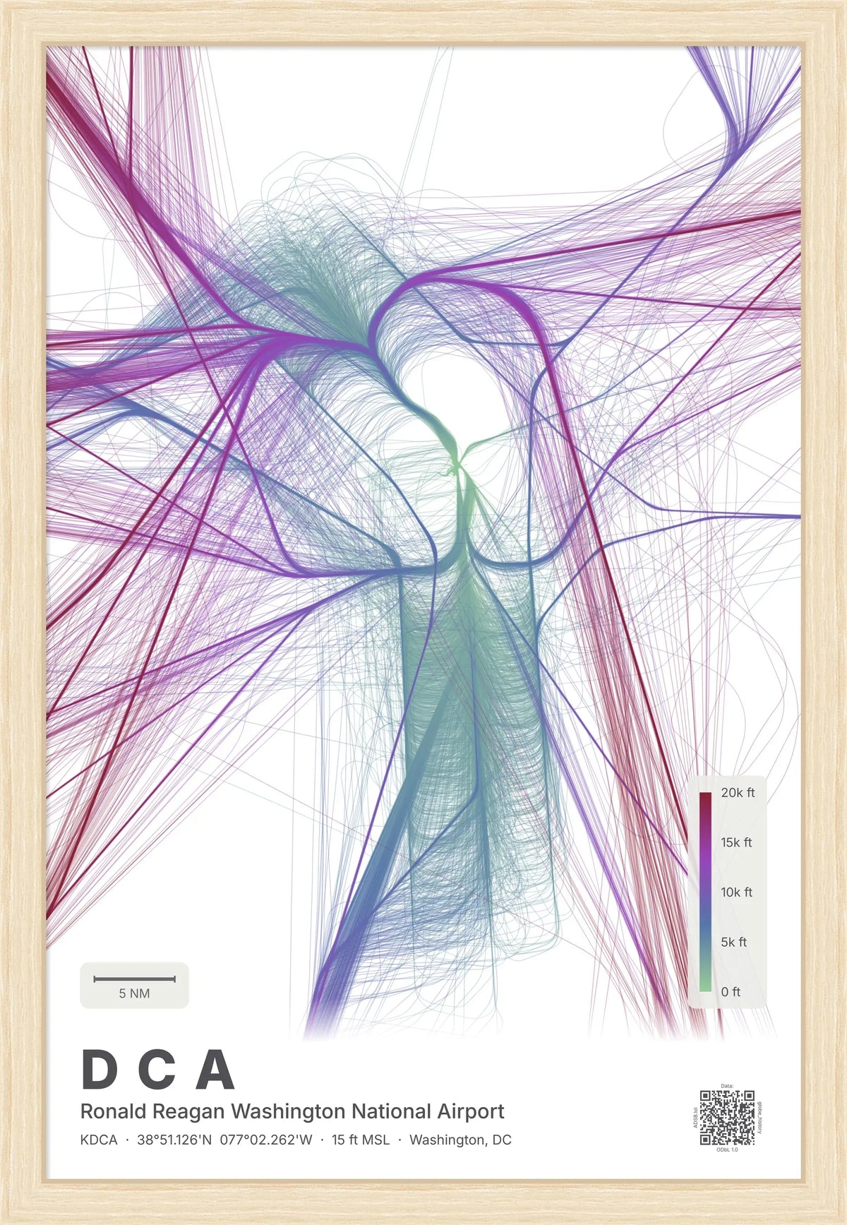DCA flight path print — Prism theme · Light [material:framed_natural]