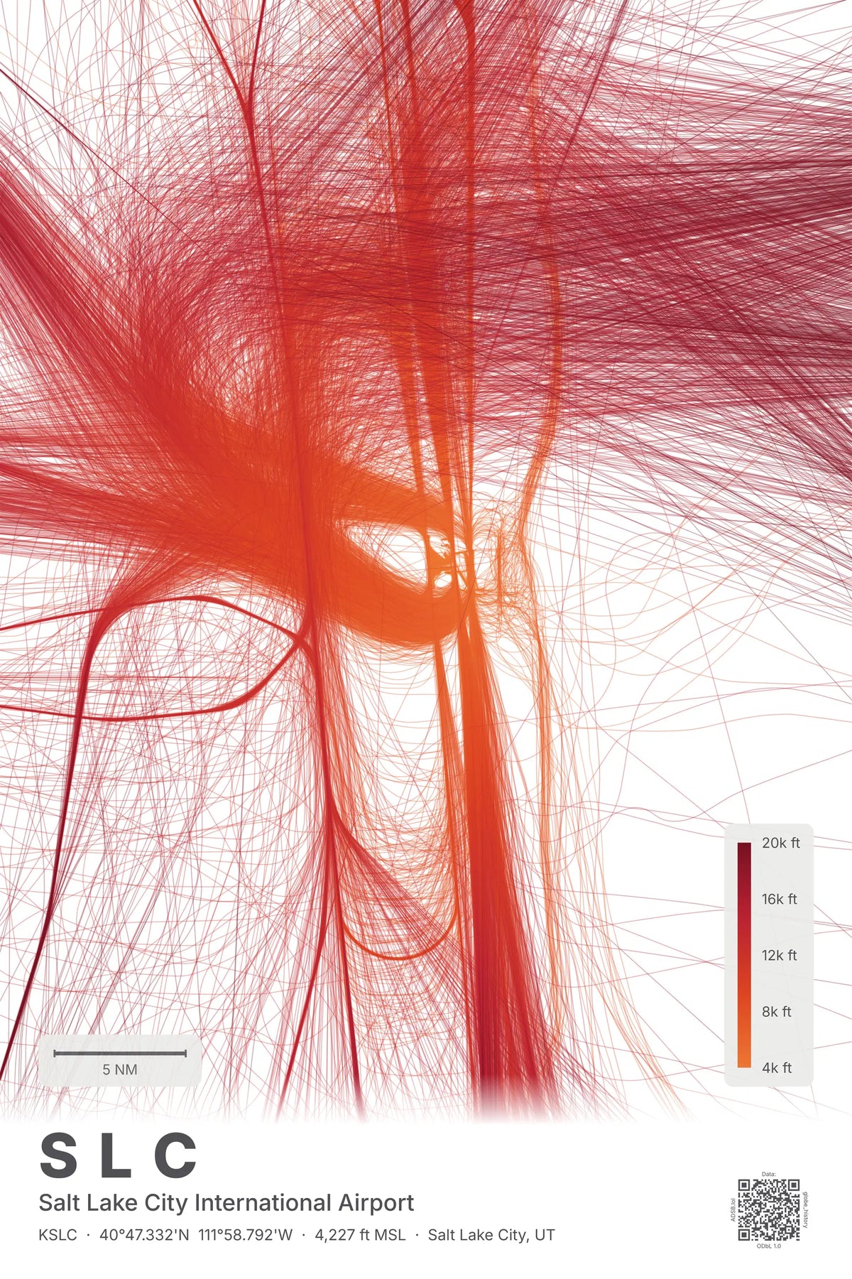 SLC flight path print — Inferno theme · Light