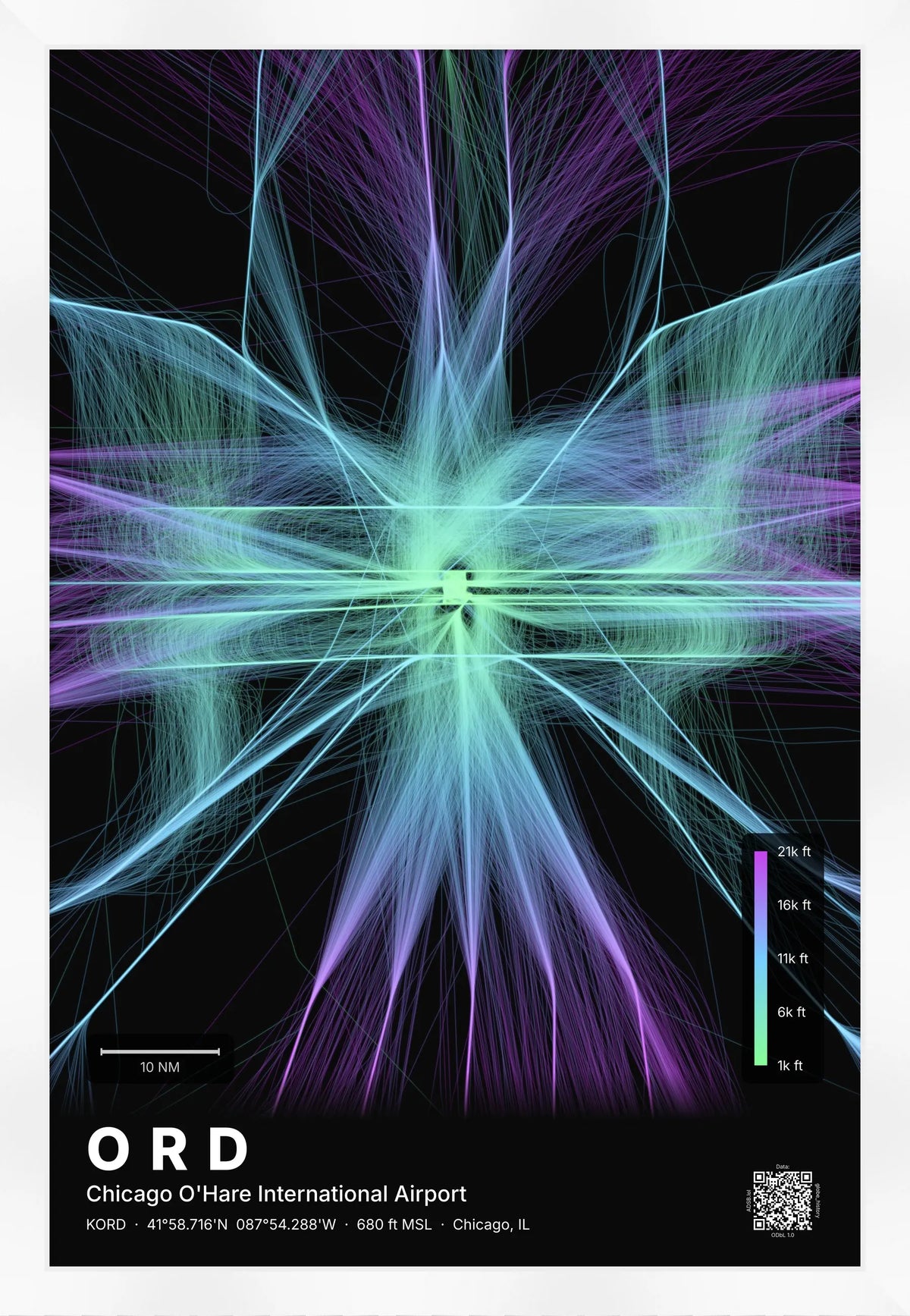 ORD flight path map — Prism theme · Dark [material:framed_white]