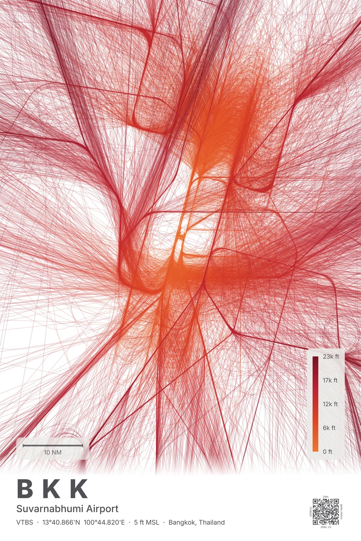 BKK flight path map — Inferno theme · Light
