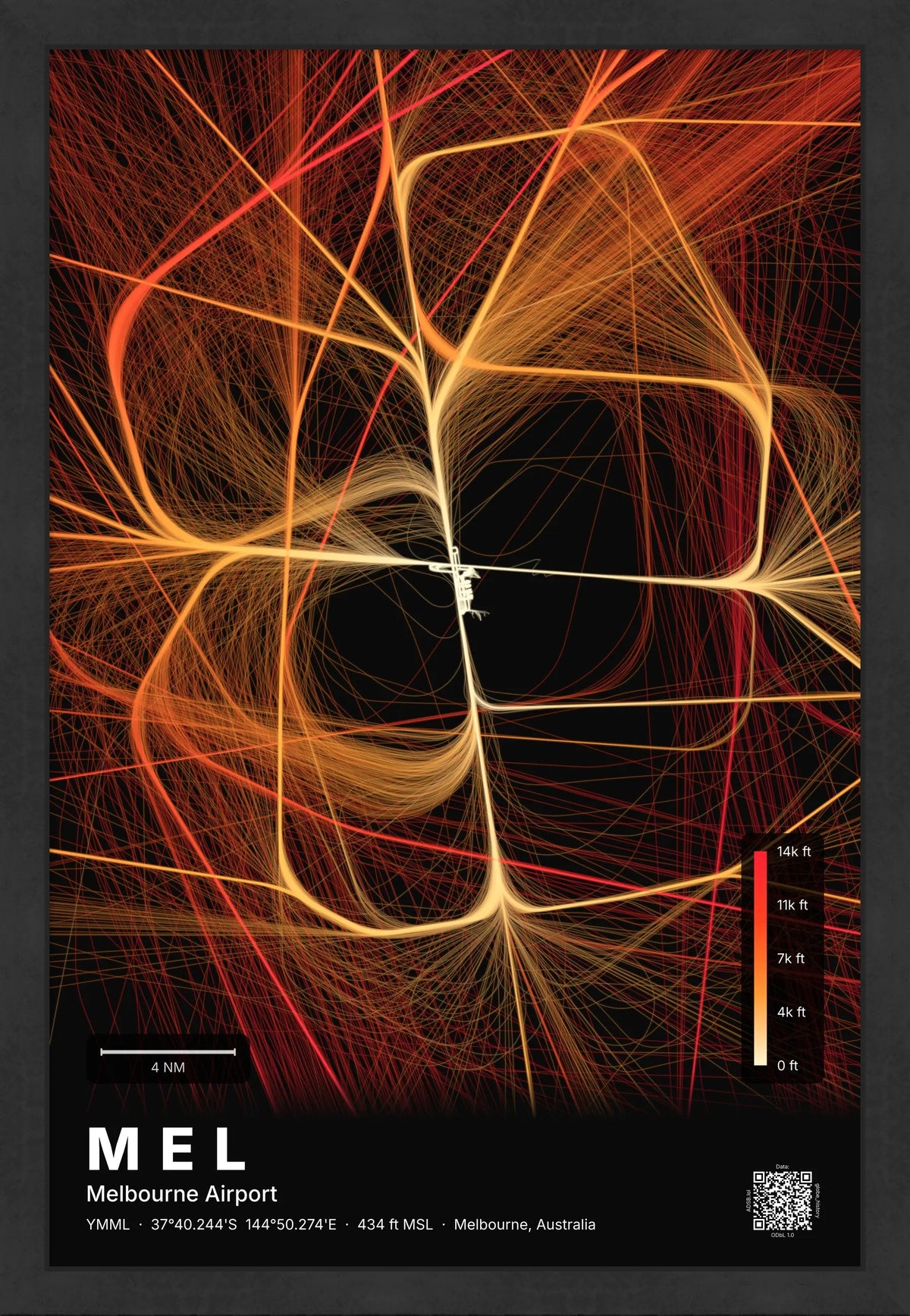 MEL flight path map — Inferno theme · Dark [material:framed_black]