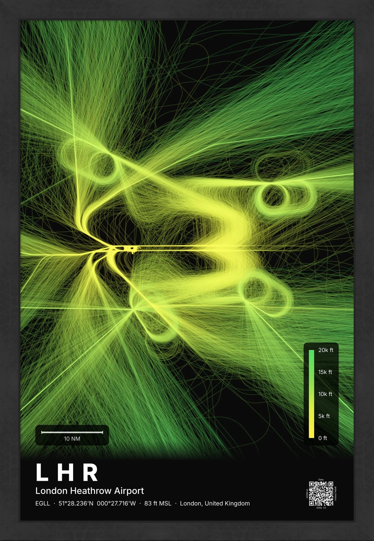 LHR flight path map — Citrus theme · Dark [material:framed_black]