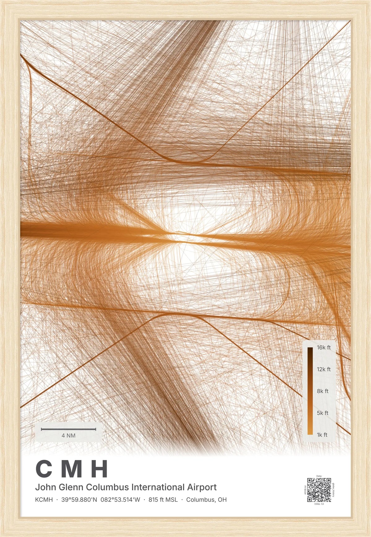 CMH flight path print — Solana theme · Light [material:framed_natural]