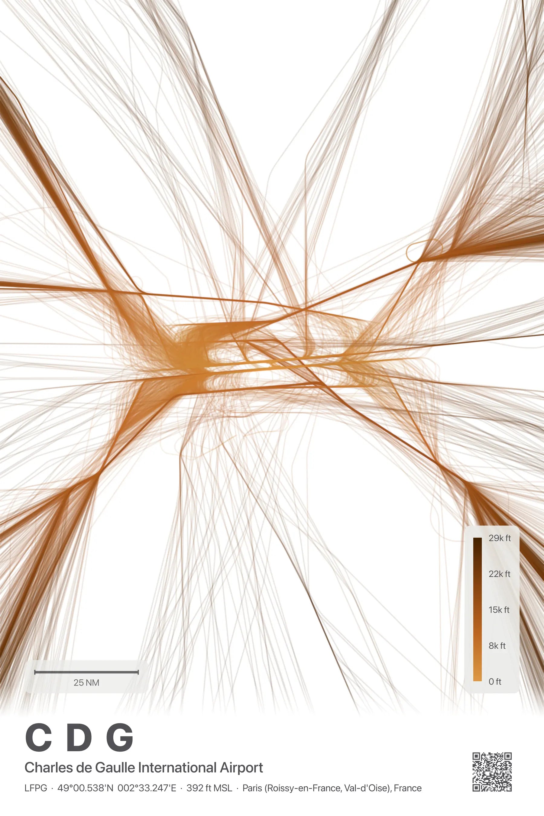 CDG flight path print — Solana theme · Light