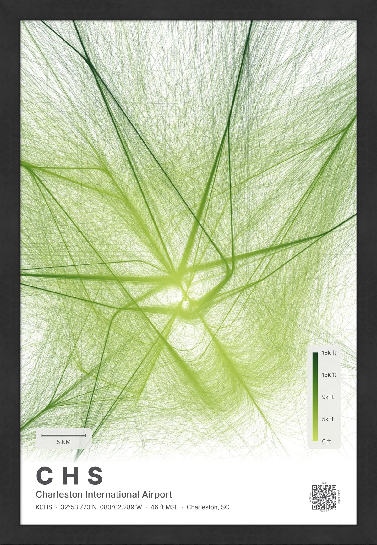CHS flight path print — Citrus theme · Light [material:framed_black]
