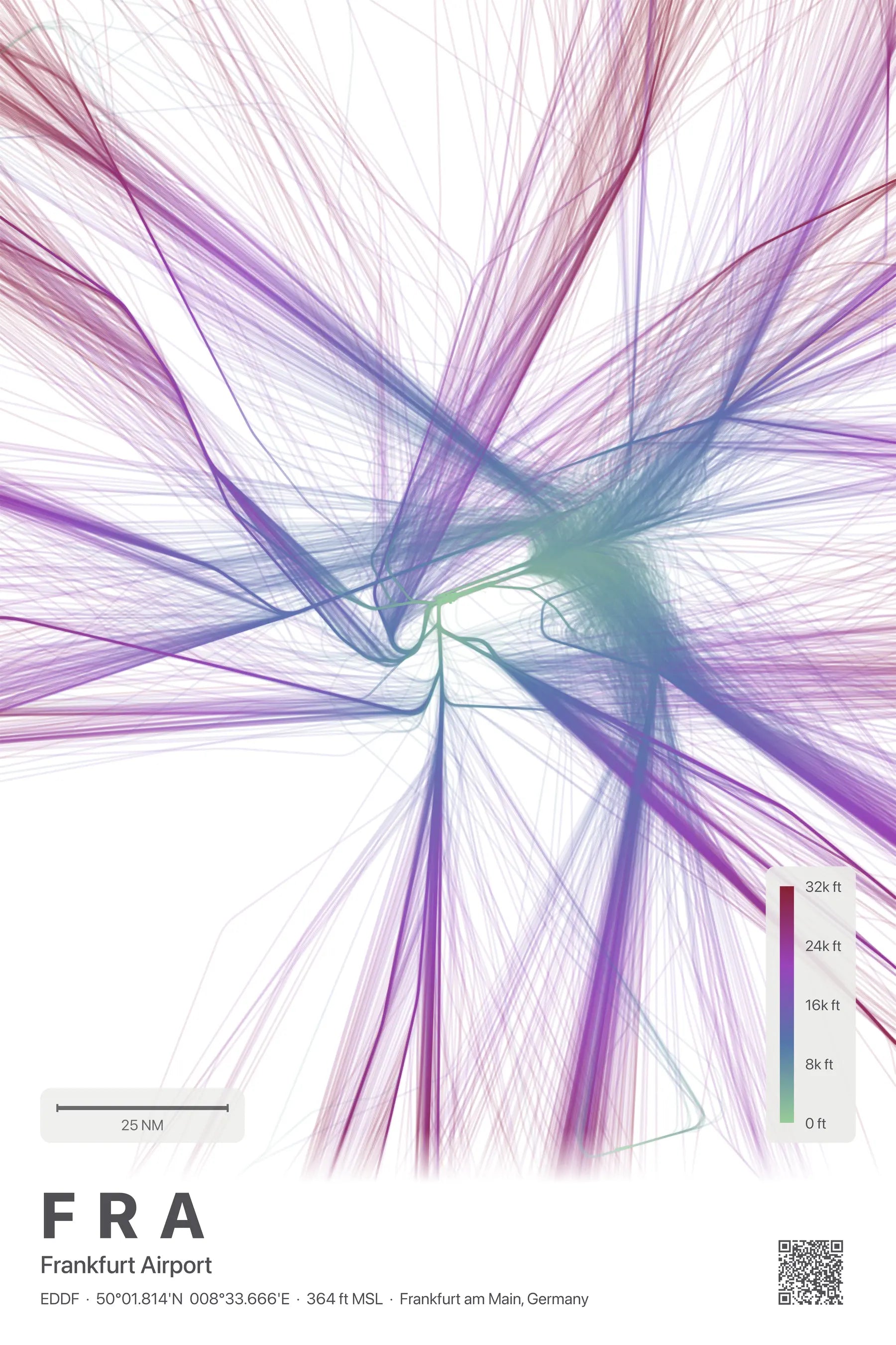 FRA flight path print — Prism theme · Light