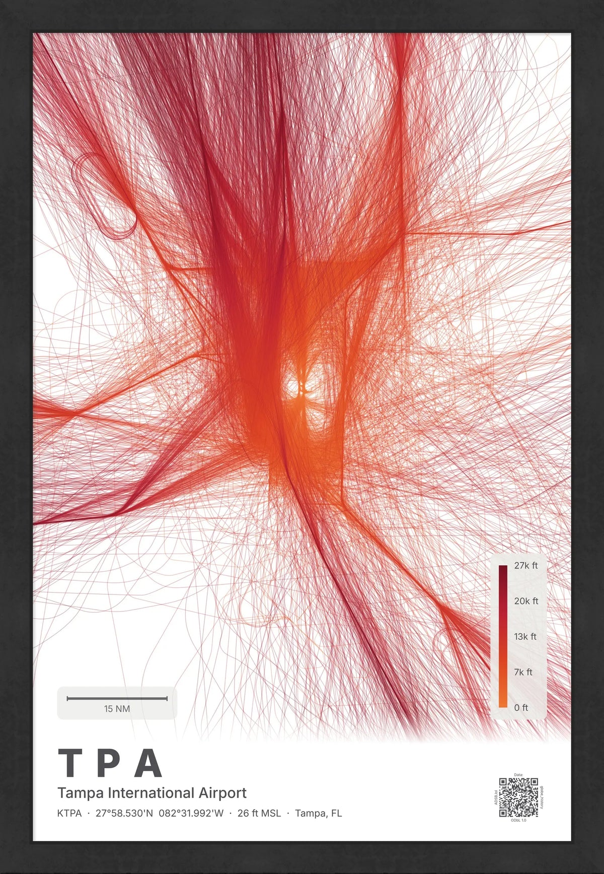 TPA flight path print — Inferno theme · Light [material:framed_black]