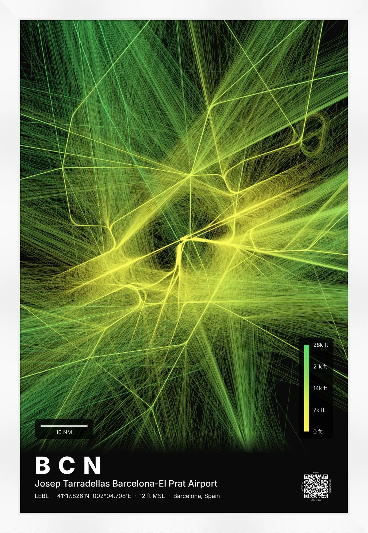 BCN flight path map — Citrus theme · Dark [material:framed_white]