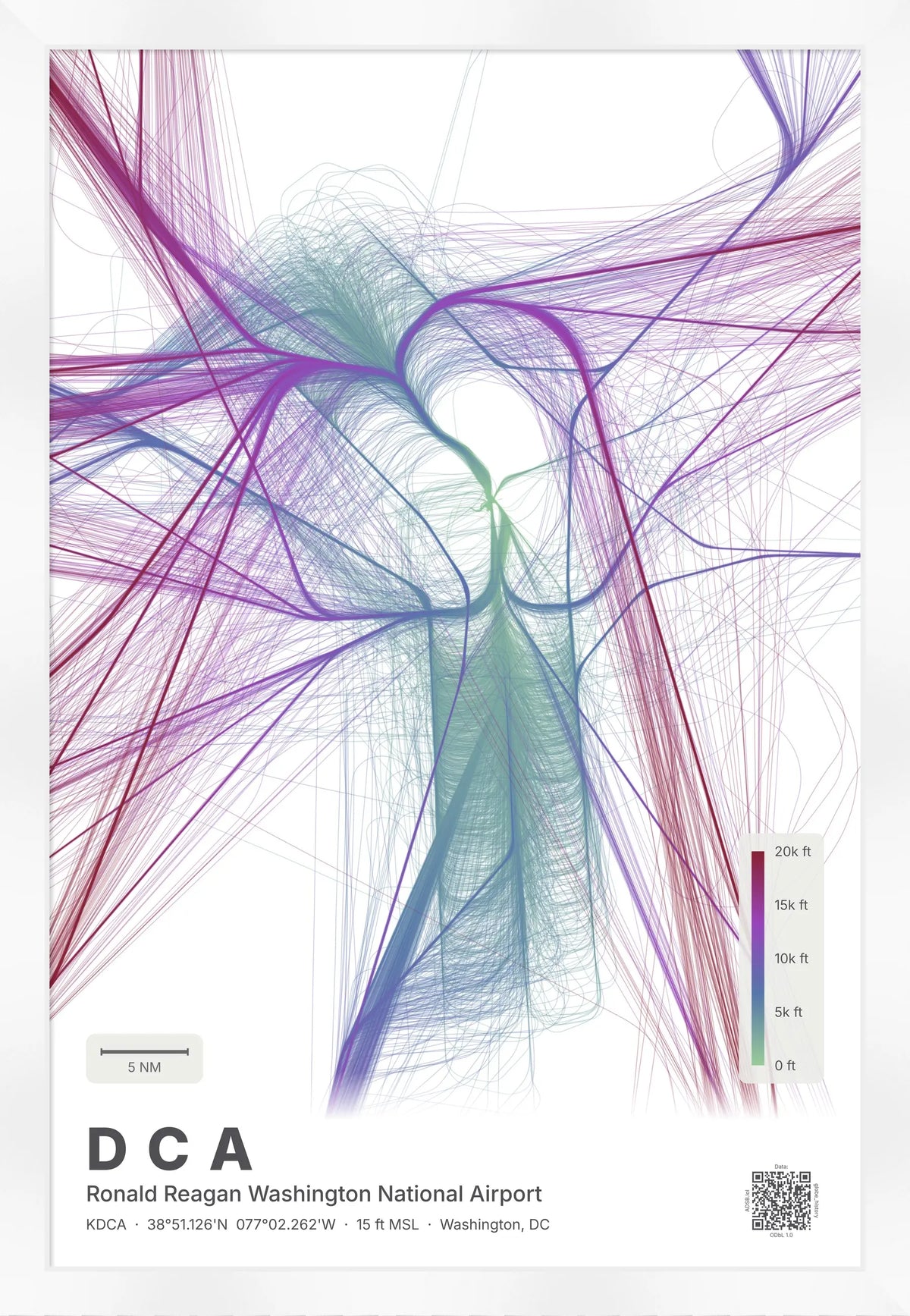 DCA flight path print — Prism theme · Light [material:framed_white]