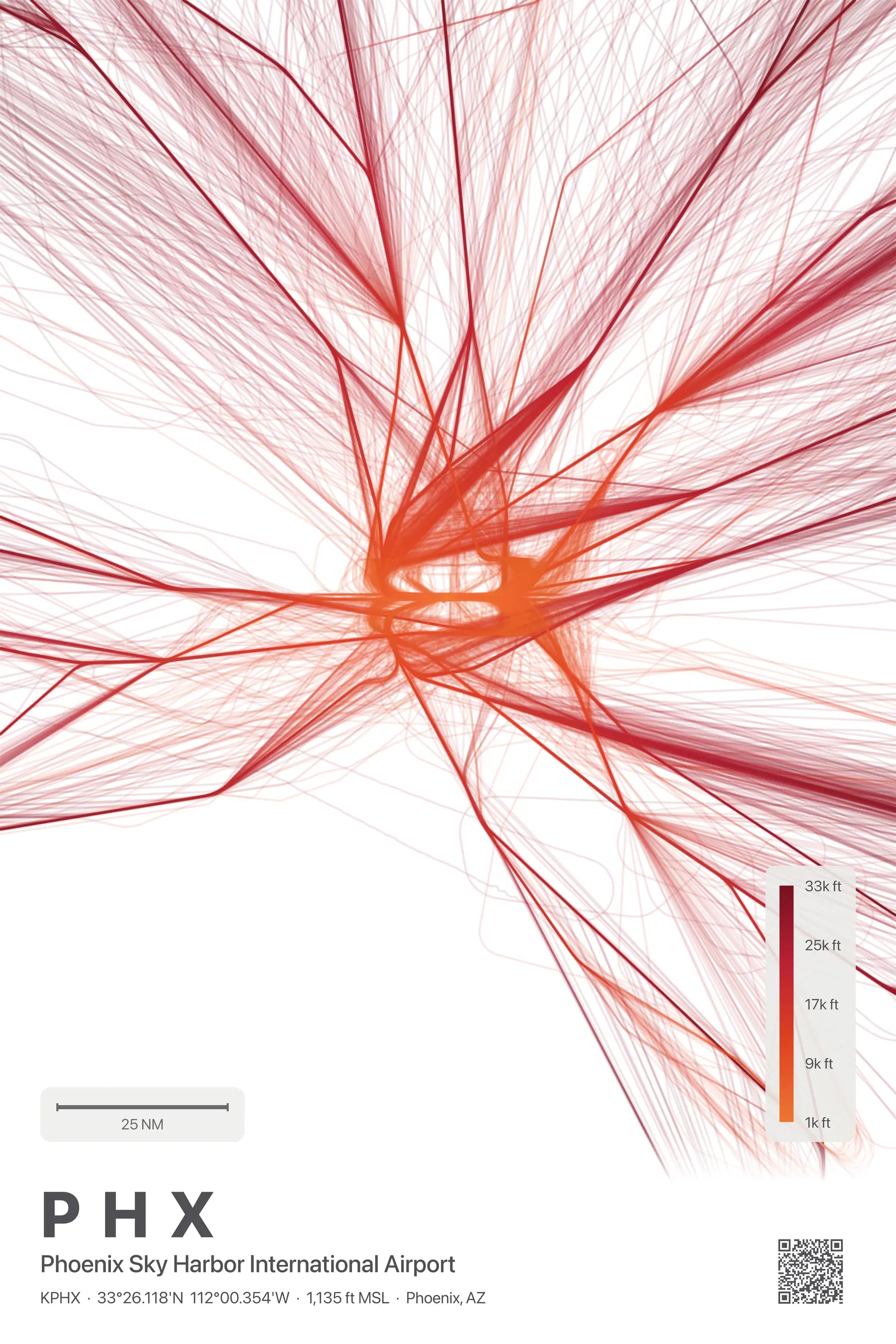 PHX flight path print — Inferno theme · Light