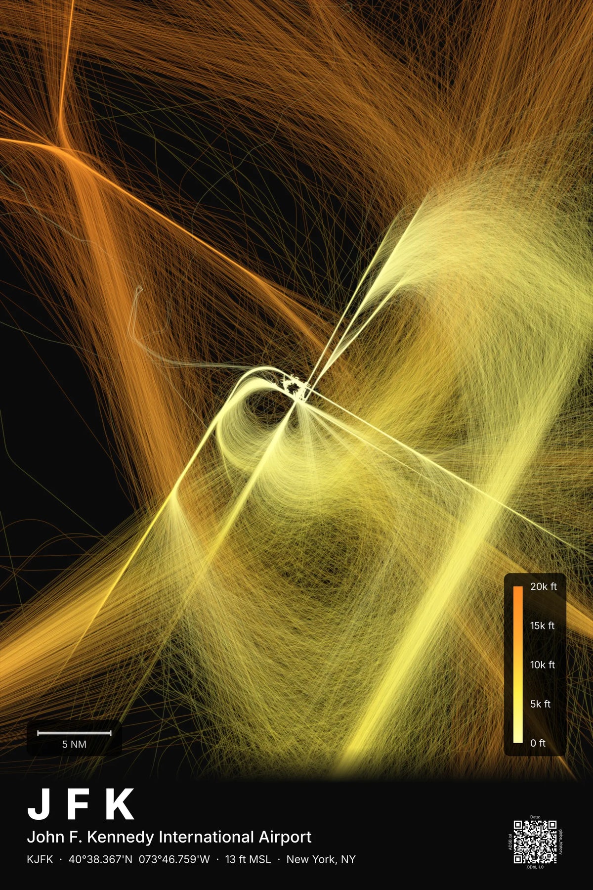 JFK flight path map — Solana theme · Dark