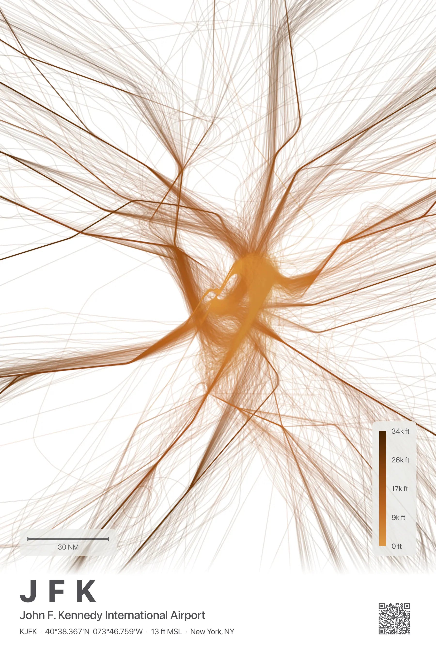 JFK flight path print — Solana theme · Light