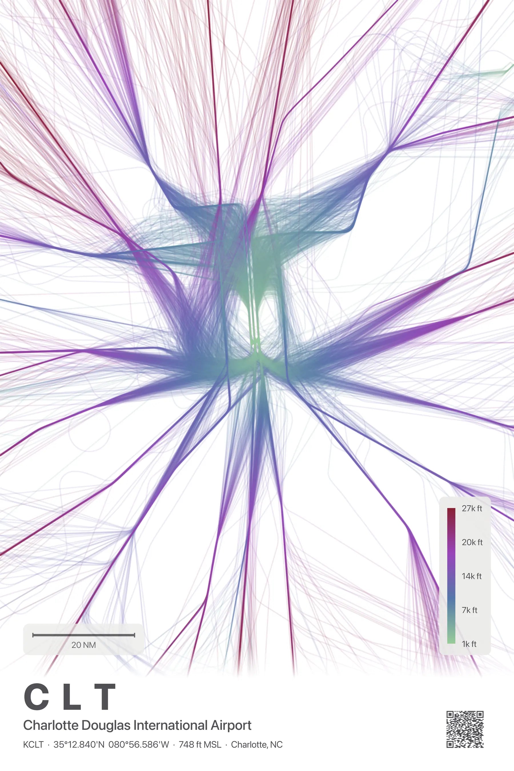 CLT flight path print — Prism theme · Light