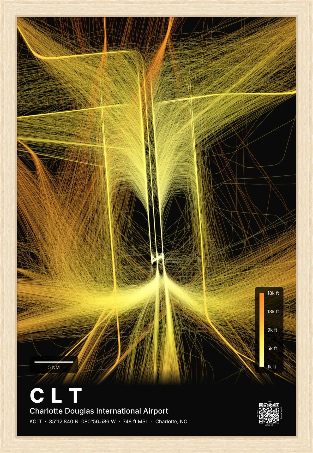 CLT flight path map — Solana theme · Dark [material:framed_natural]