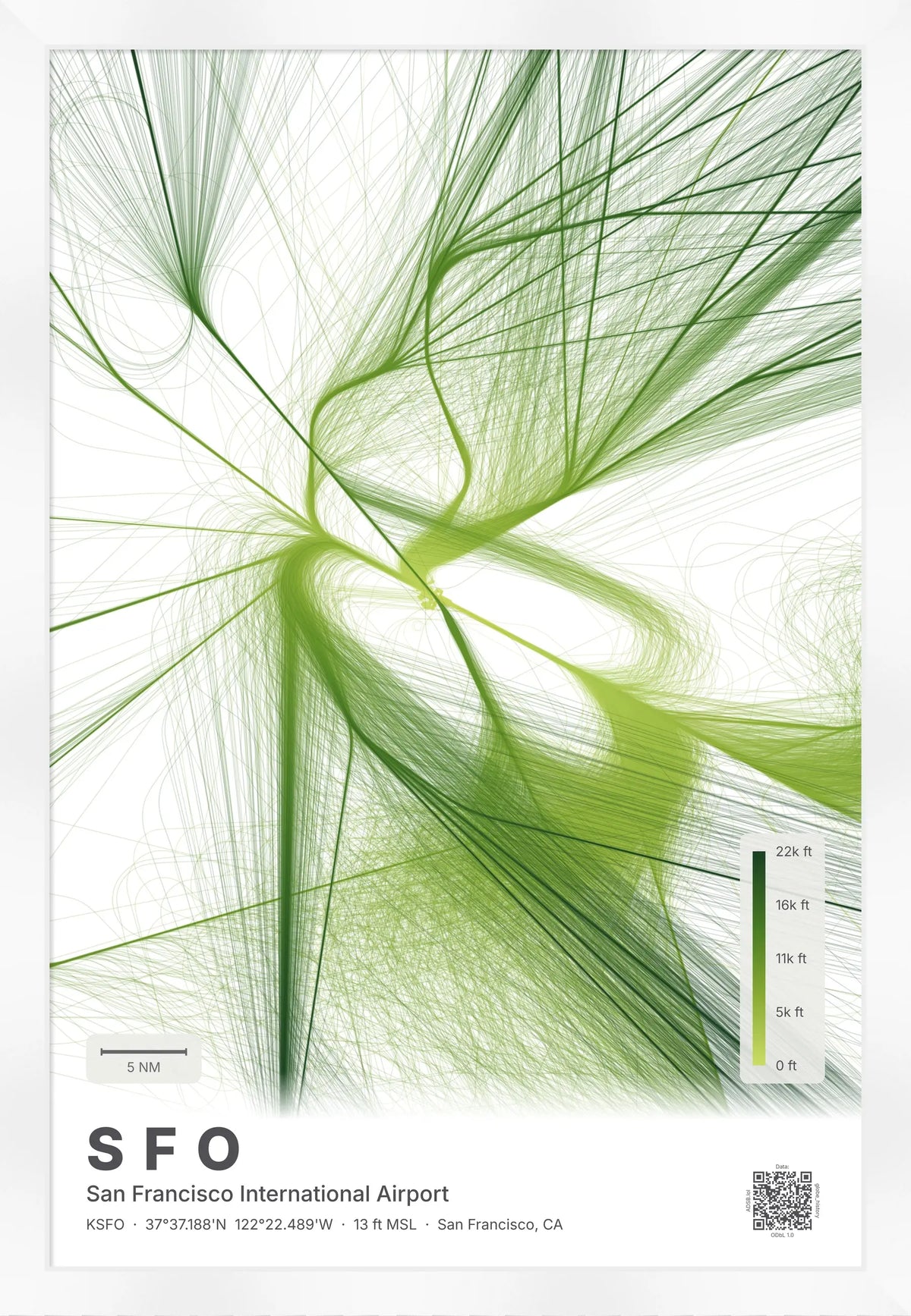 SFO flight path map — Citrus theme · Light [material:framed_white]