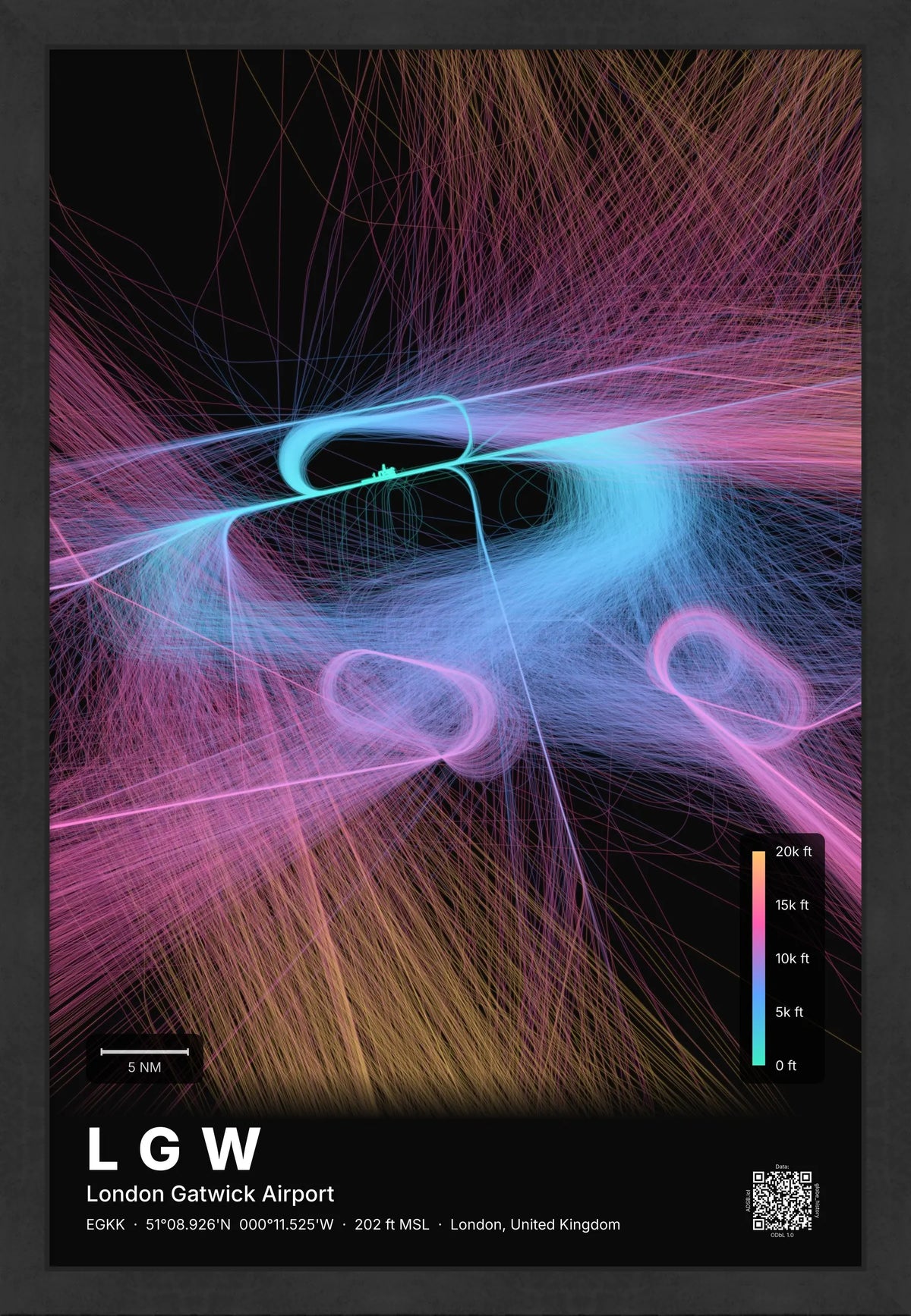 LGW flight path map — Aurora theme · Dark [material:framed_black]