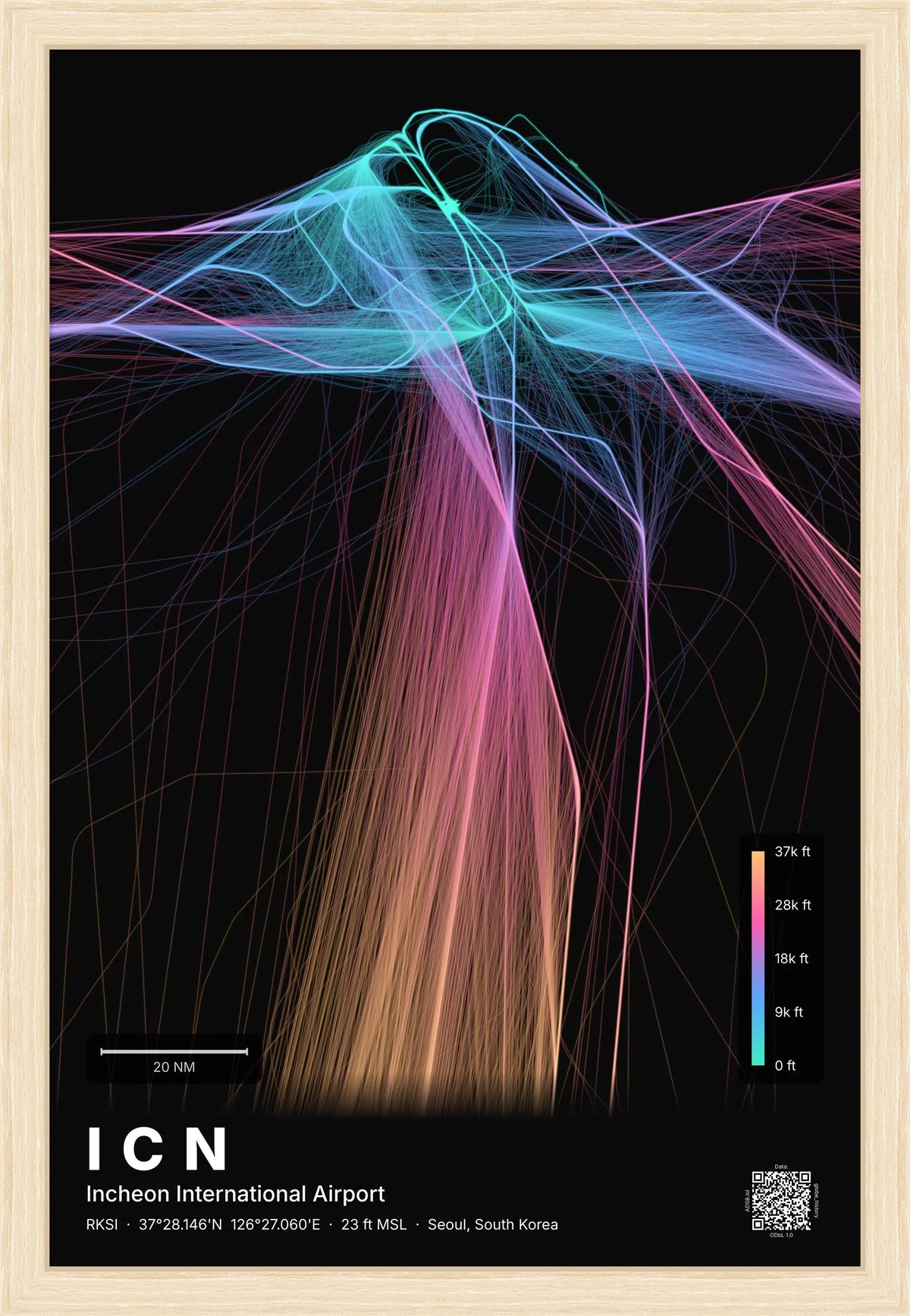 ICN flight path map — Aurora theme · Dark [material:framed_natural]