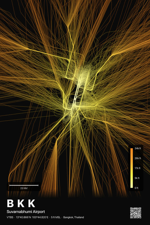 BKK flight path print — Solana theme · Dark