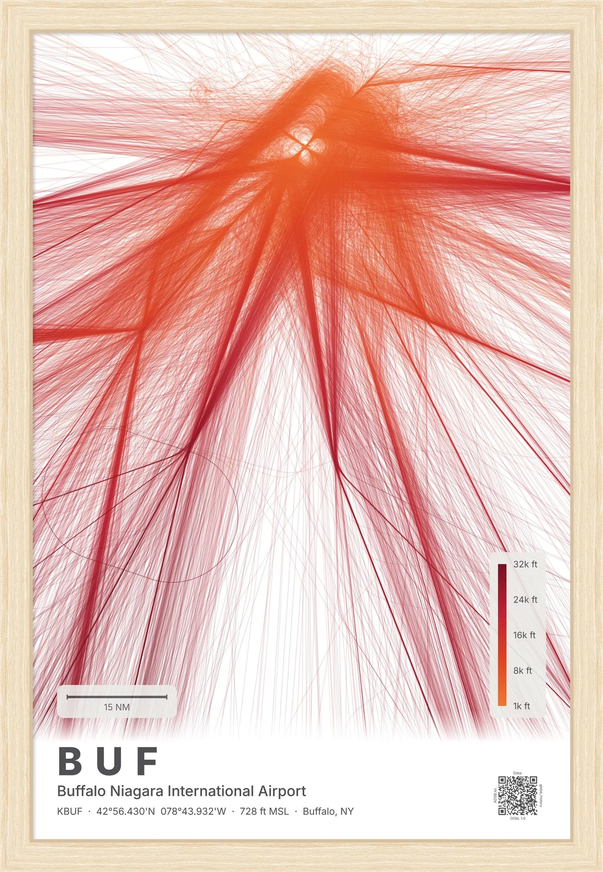 BUF flight path print — Inferno theme · Light [material:framed_natural]