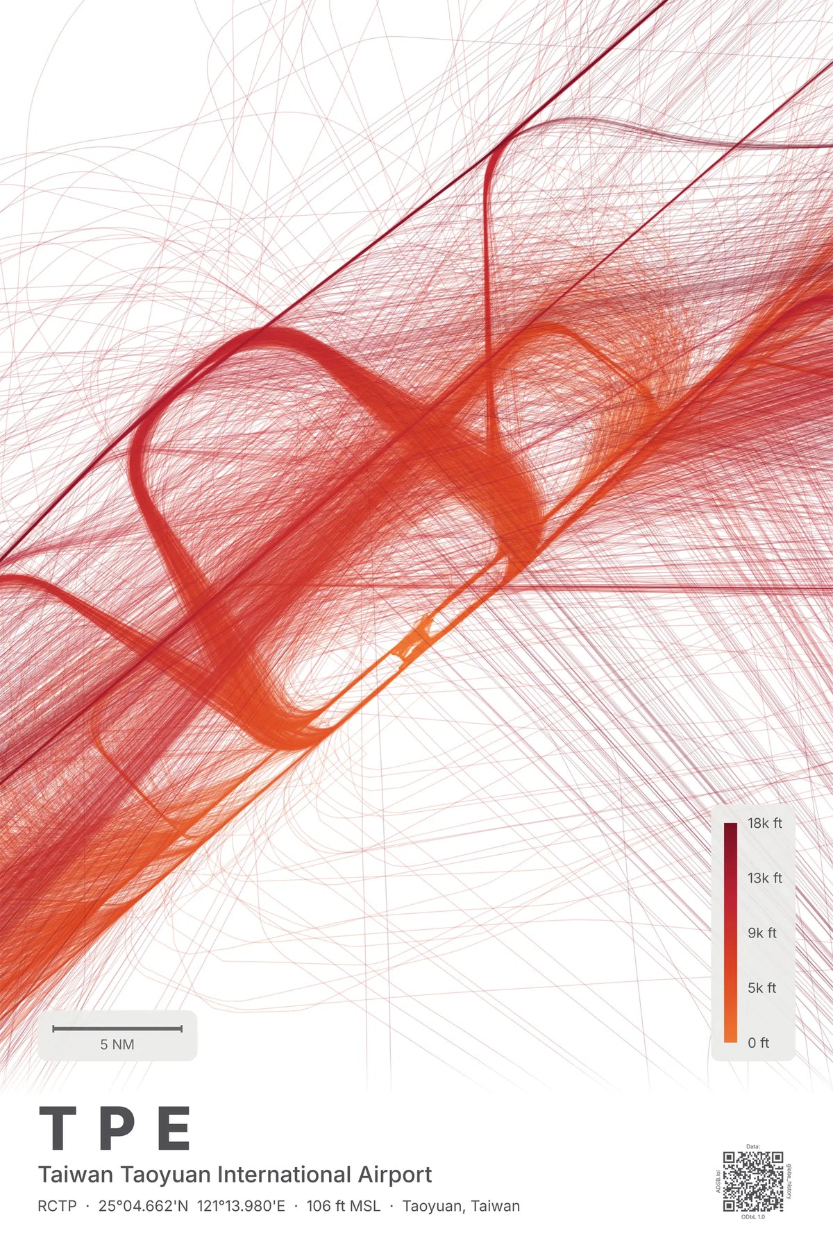 TPE flight path map — Inferno theme · Light