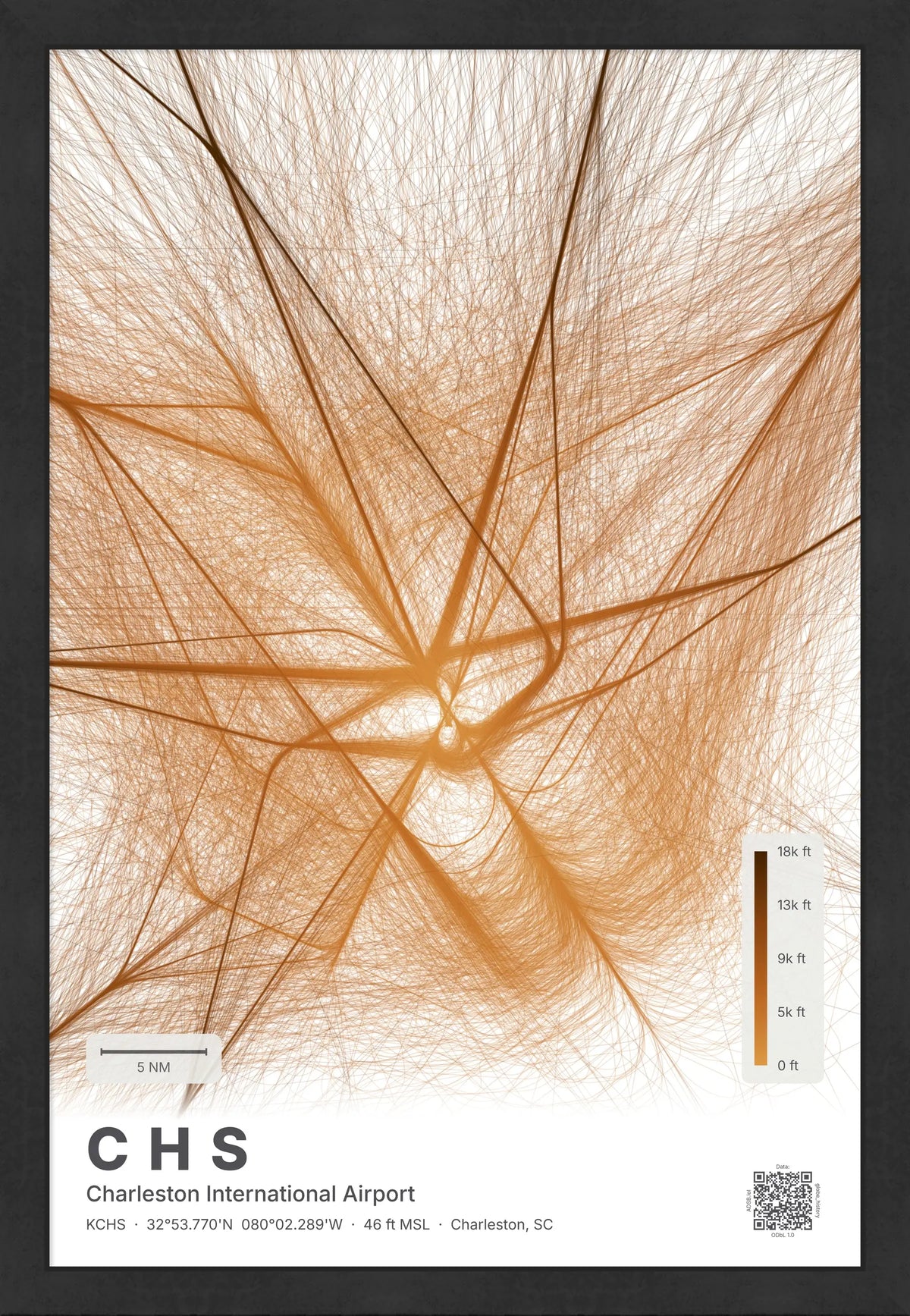 CHS flight path print — Solana theme · Light [material:framed_black]