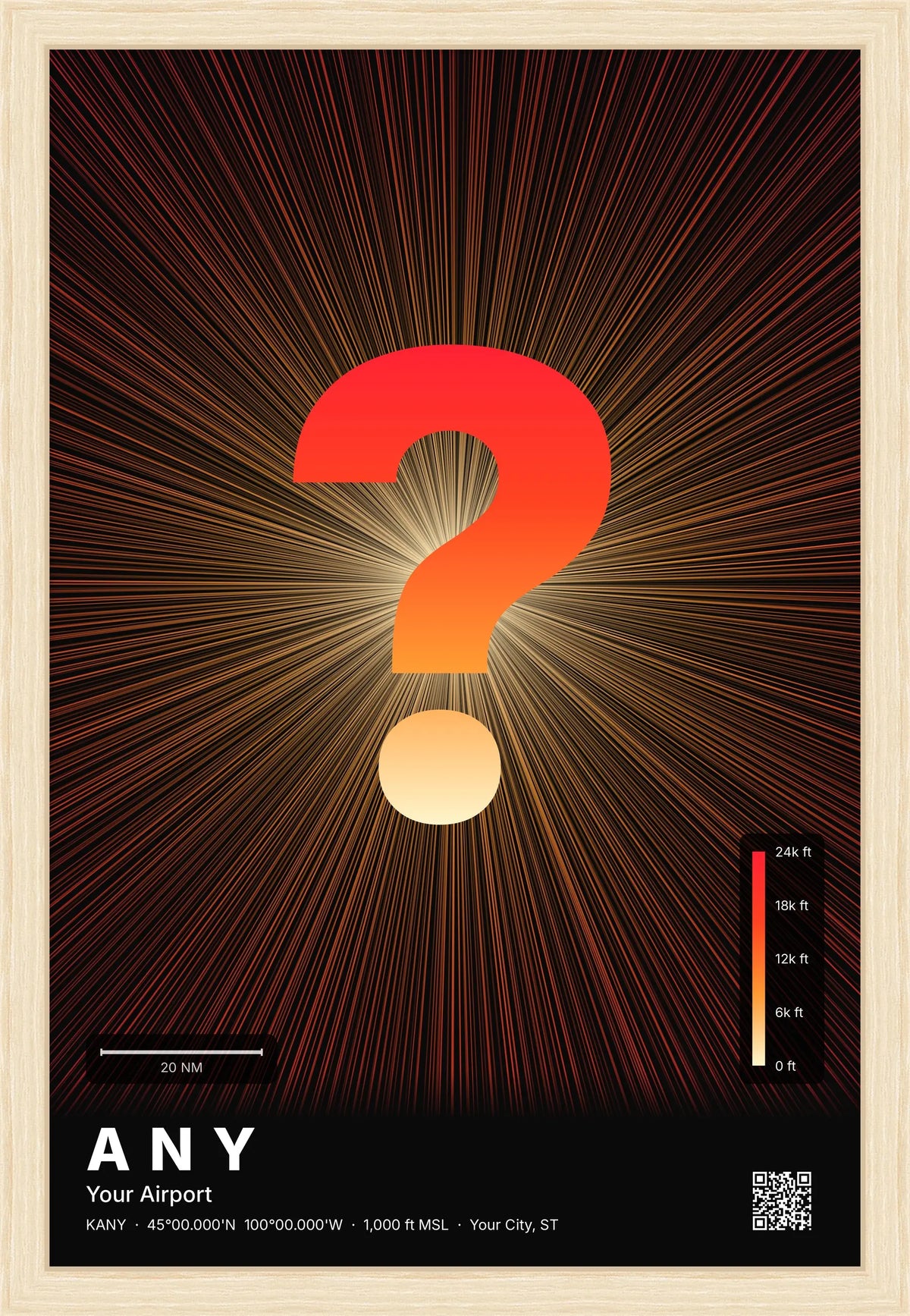 Custom airport print — Inferno theme · Dark [material:framed_natural]