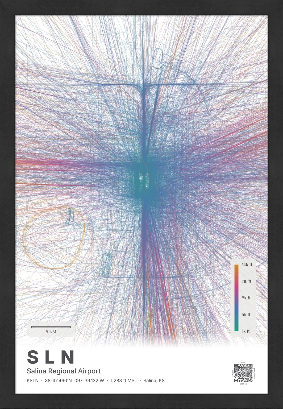 SLN flight path map — Aurora theme · Light [material:framed_black]