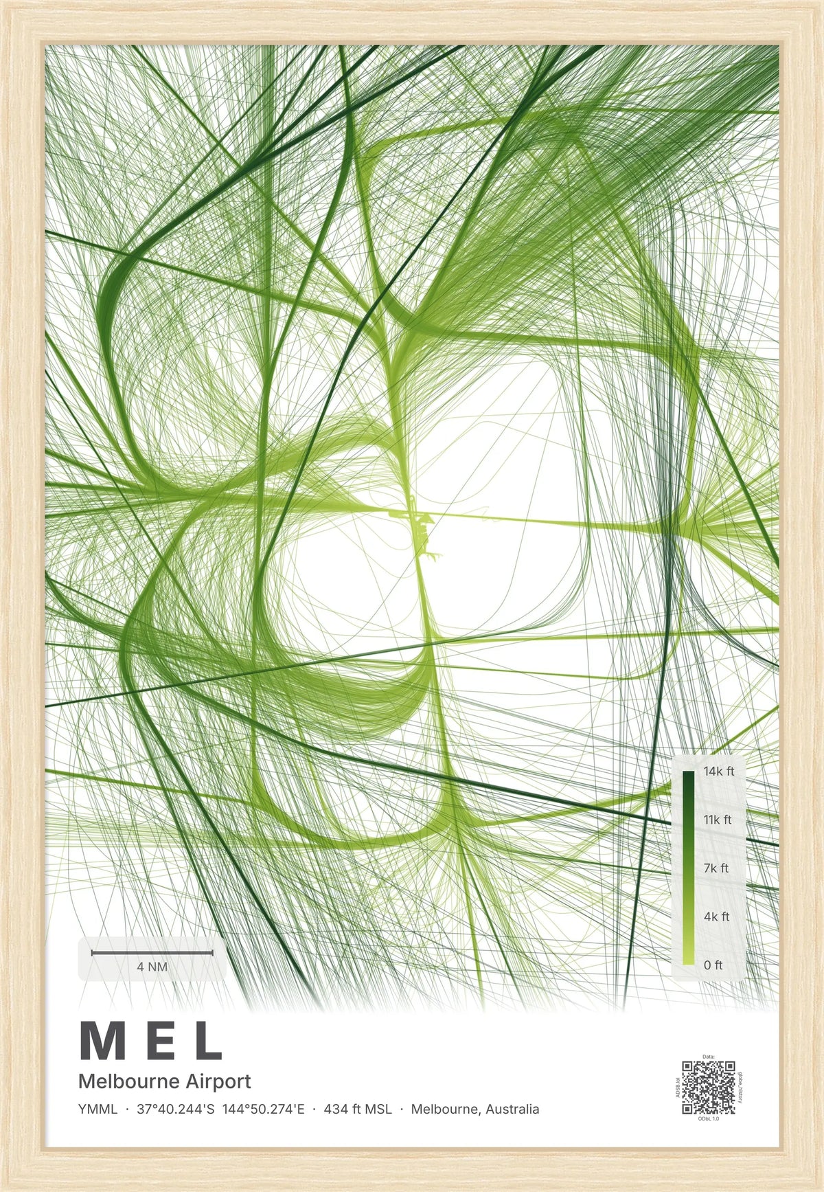 MEL flight path map — Citrus theme · Light [material:framed_natural]