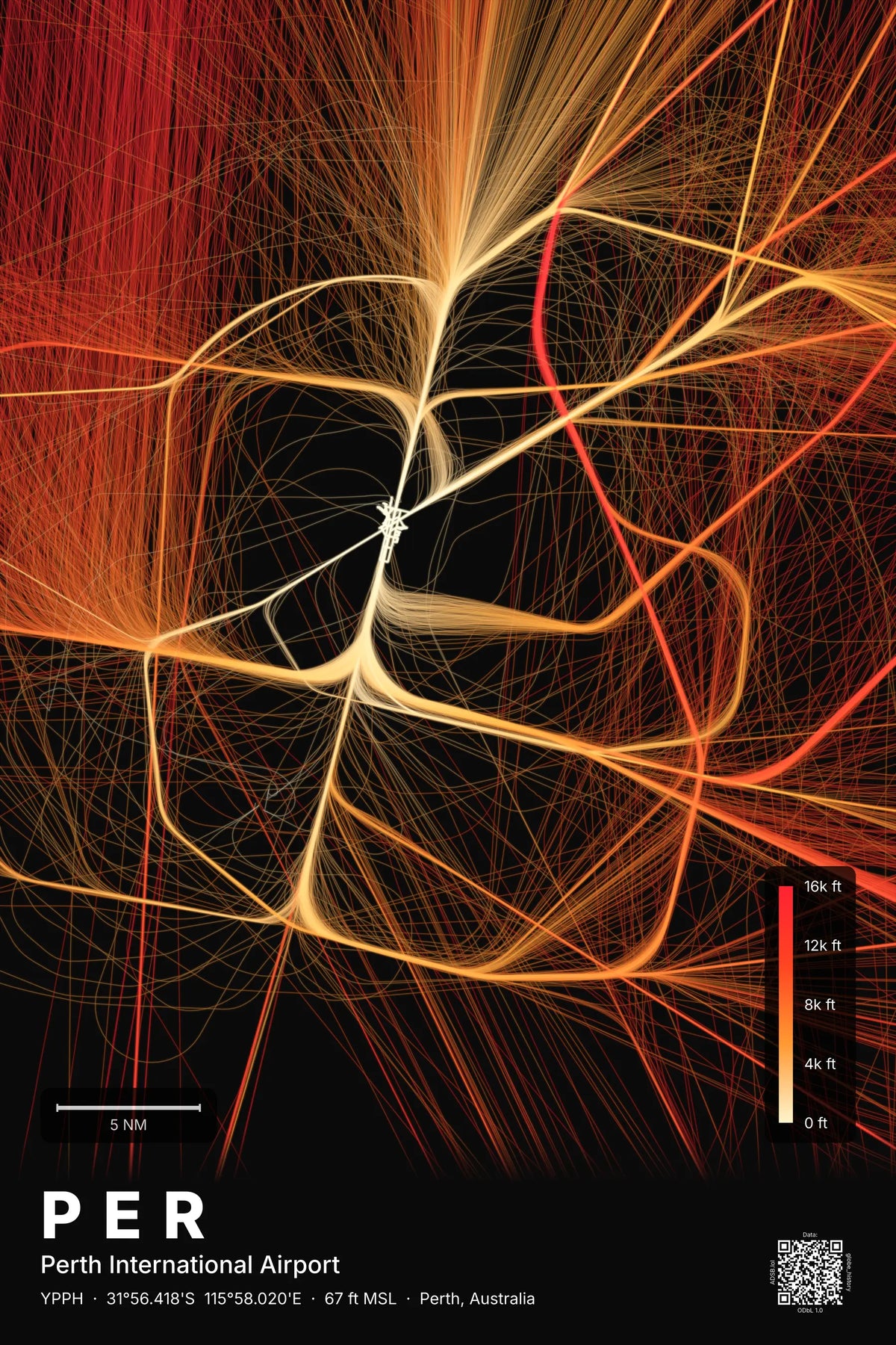 PER flight path map — Inferno theme · Dark
