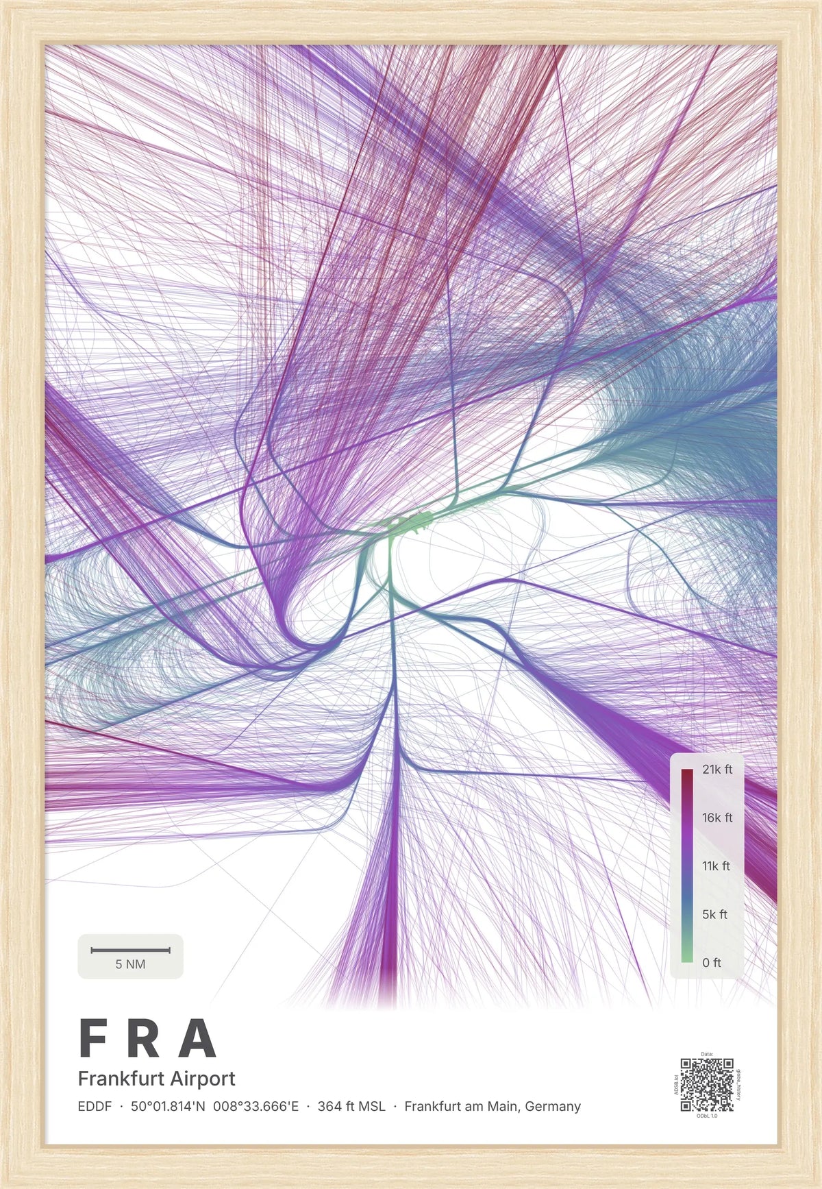 FRA flight path map — Prism theme · Light [material:framed_natural]
