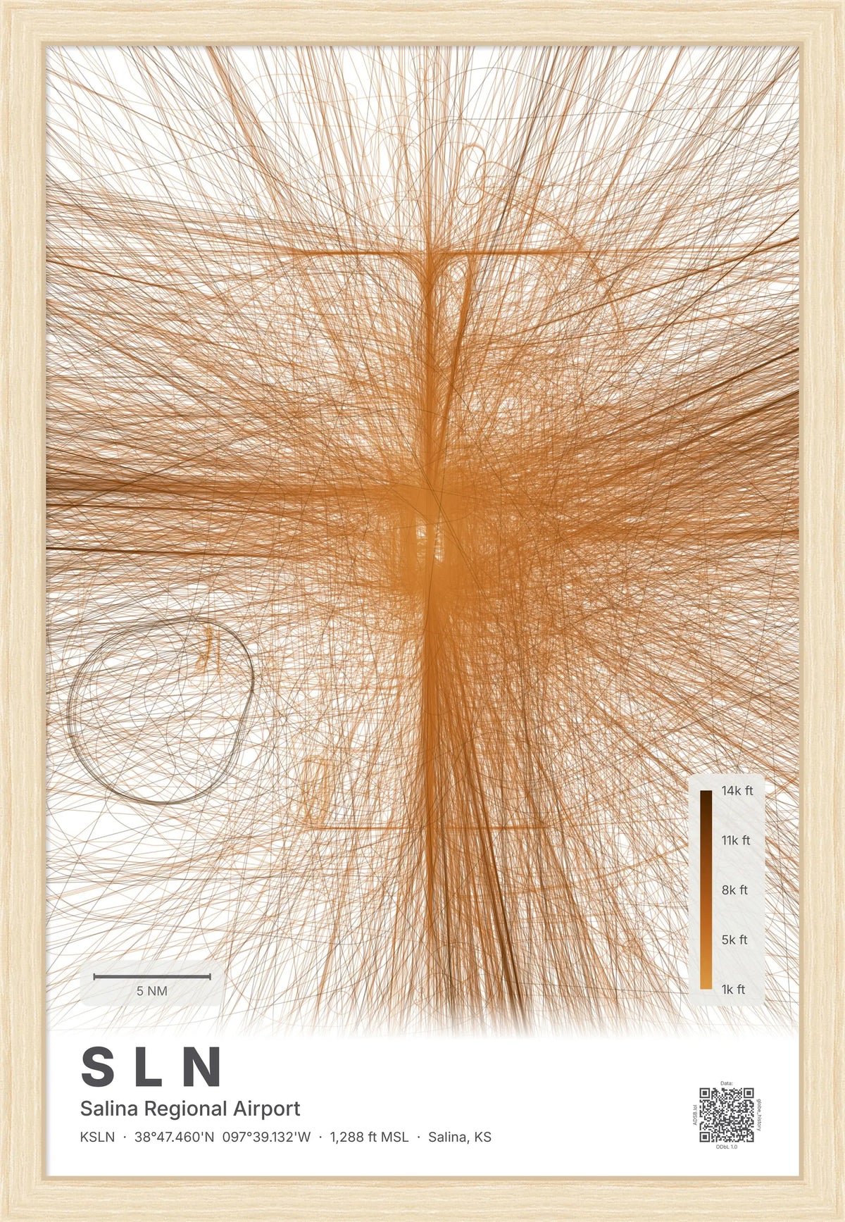 SLN flight path map — Solana theme · Light [material:framed_natural]