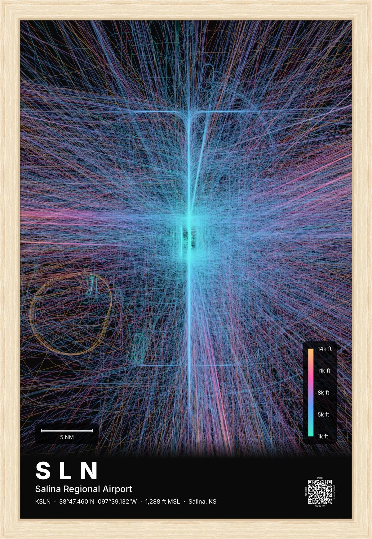 SLN flight path map — Aurora theme · Dark [material:framed_natural]