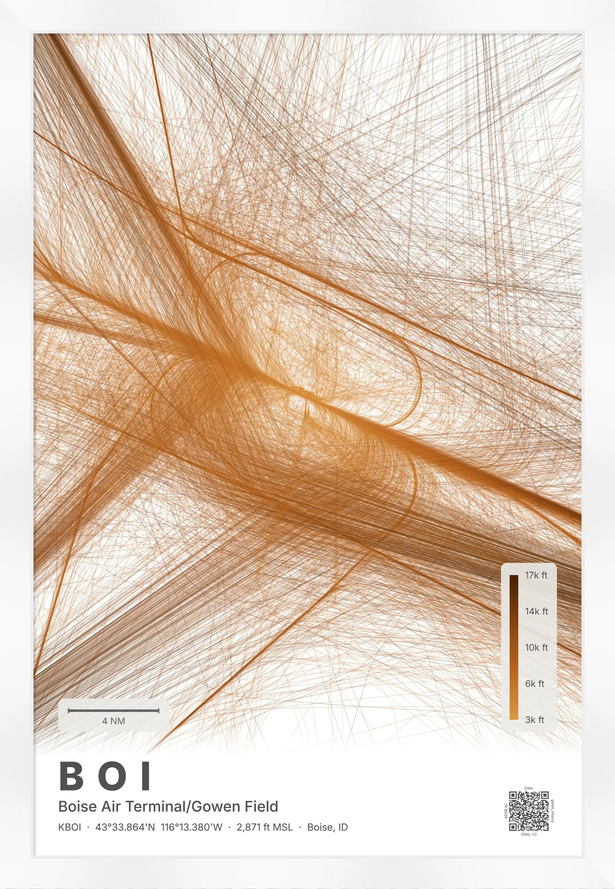 BOI flight path print — Solana theme · Light [material:framed_white]