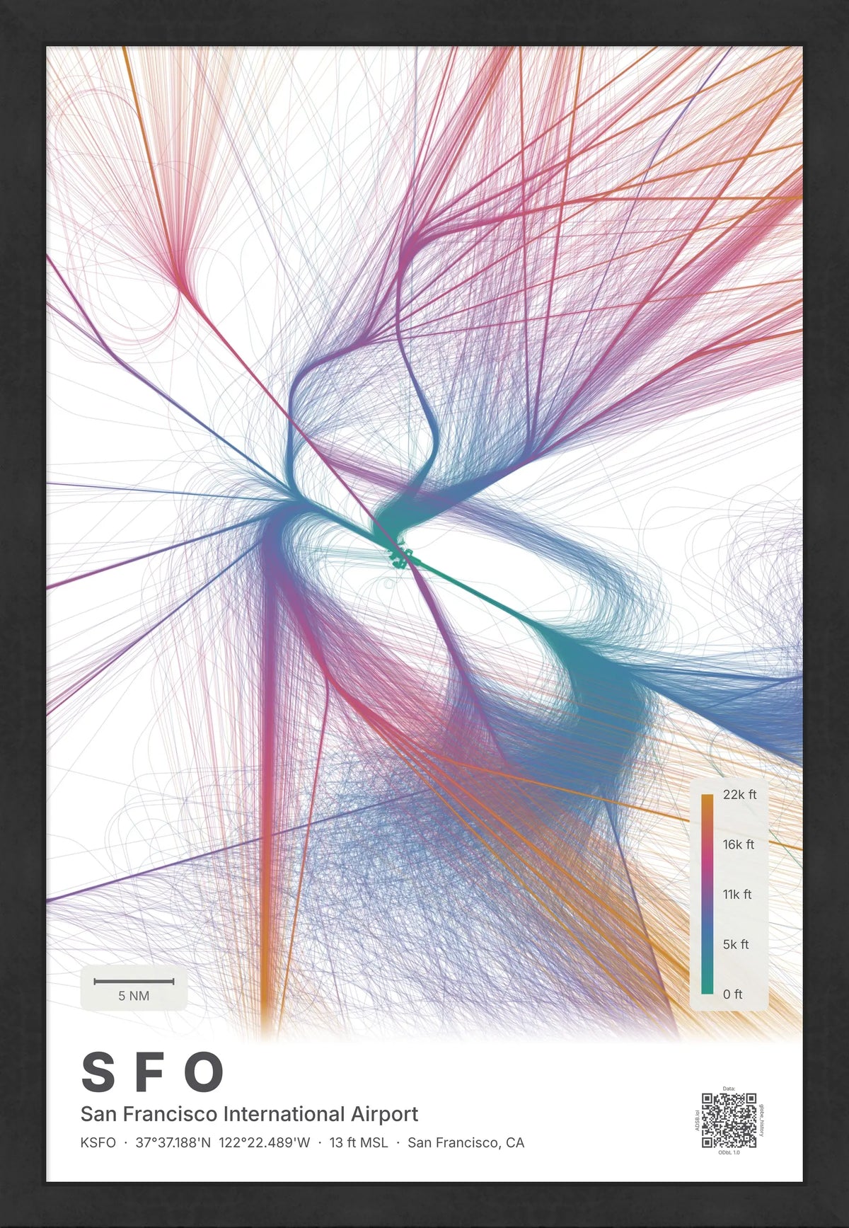 SFO flight path map — Aurora theme · Light [material:framed_black]
